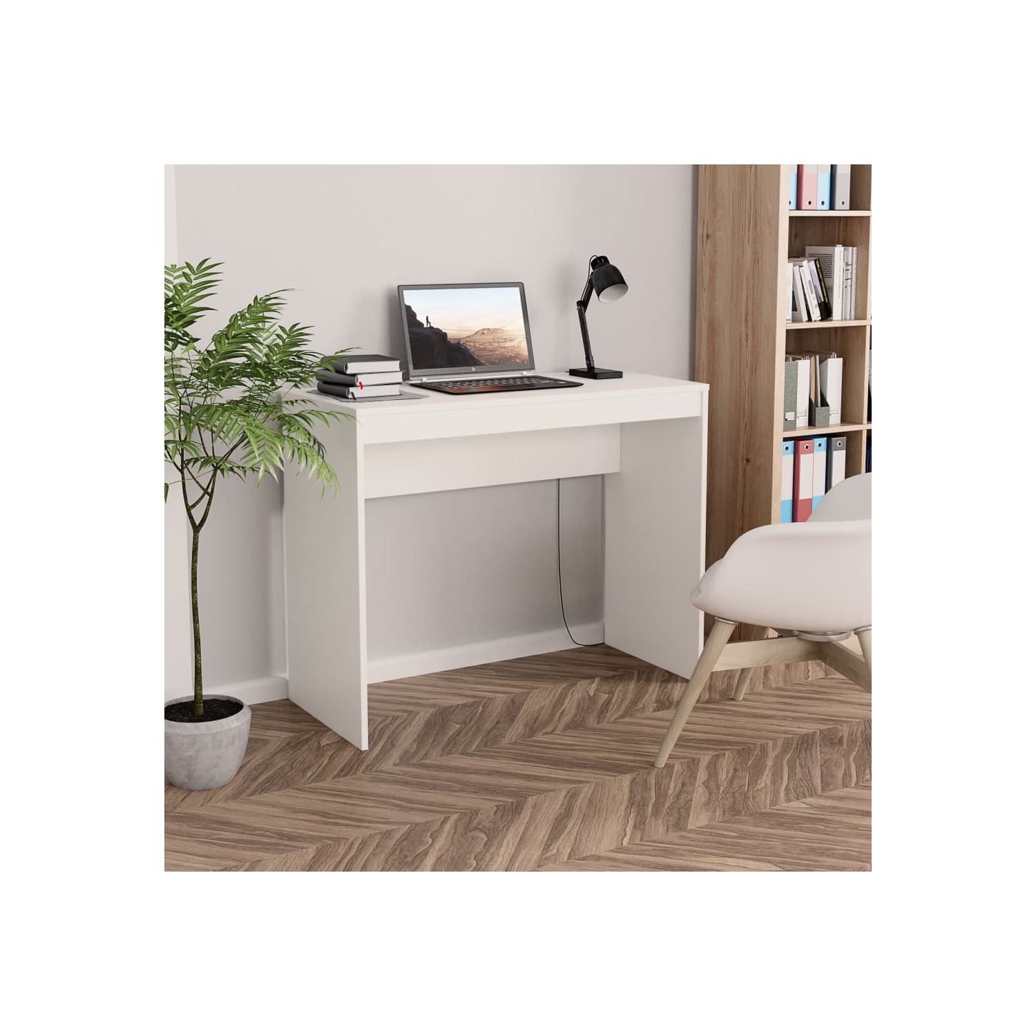 vidaXL Desk White 35.4"x15.7"x28.3" Chipboard