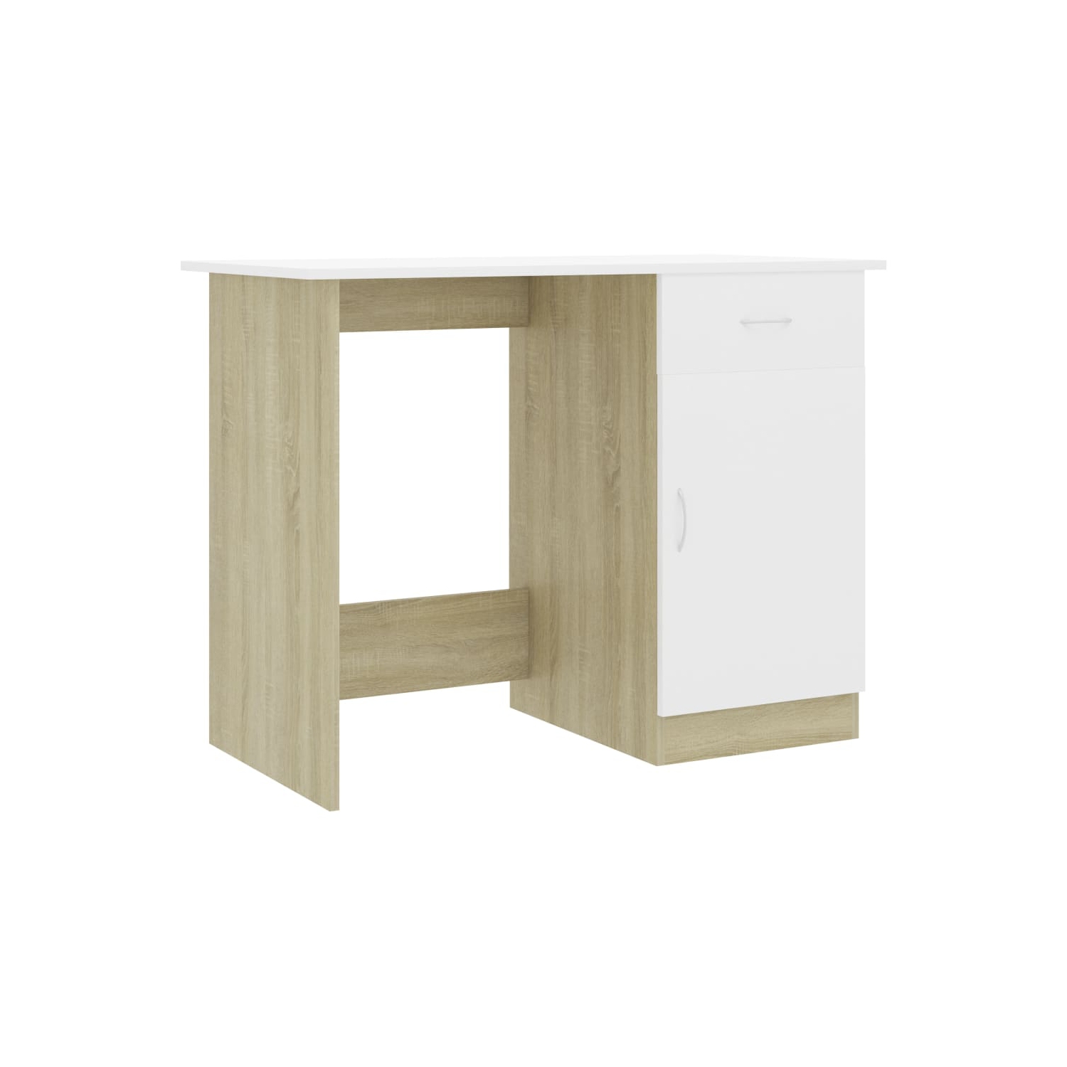 vidaXL Desk White and Sonoma Oak 39.4"x19.7"x29.9" Chipboard