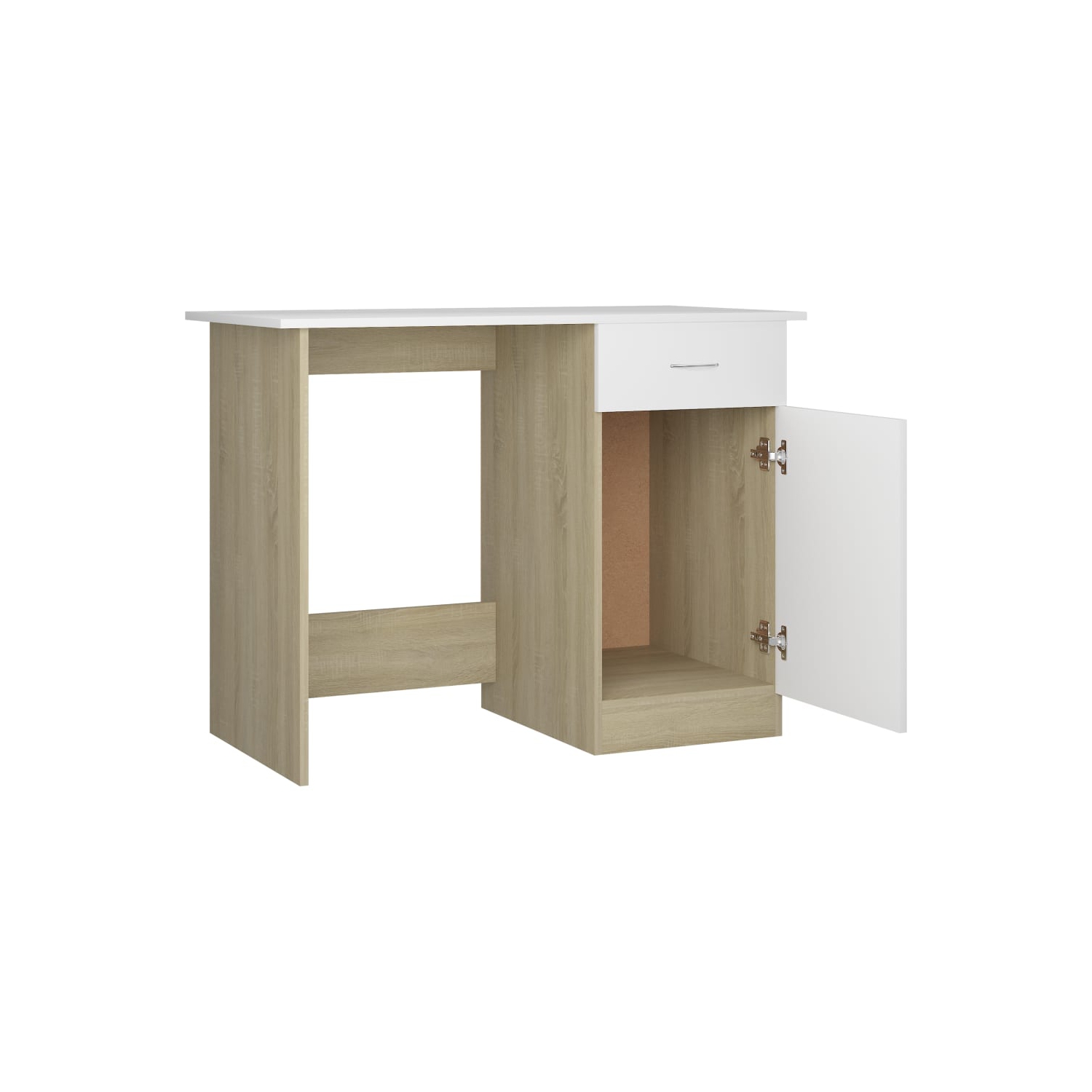 vidaXL Desk White and Sonoma Oak 39.4"x19.7"x29.9" Chipboard