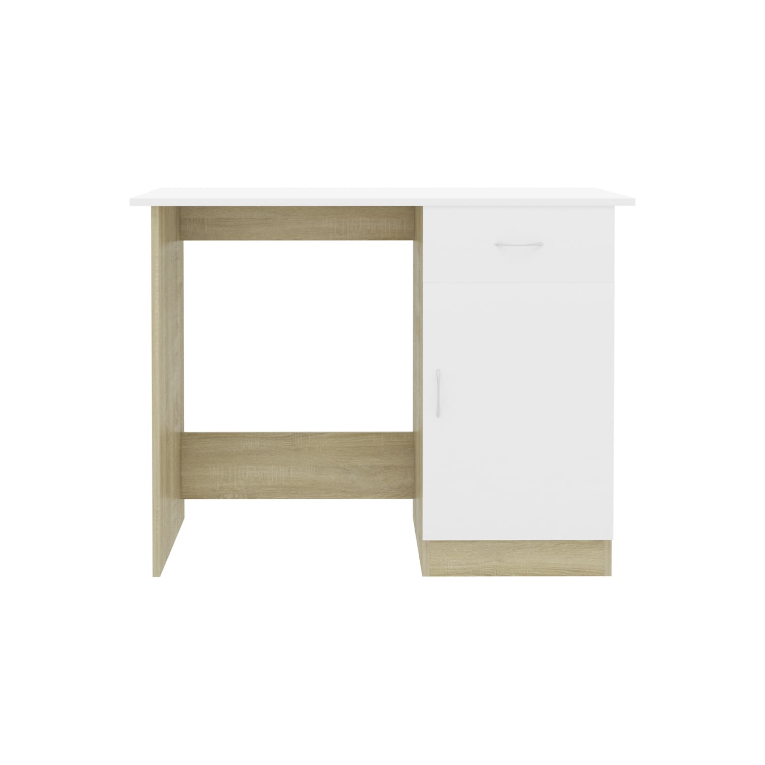 vidaXL Desk White and Sonoma Oak 39.4"x19.7"x29.9" Chipboard