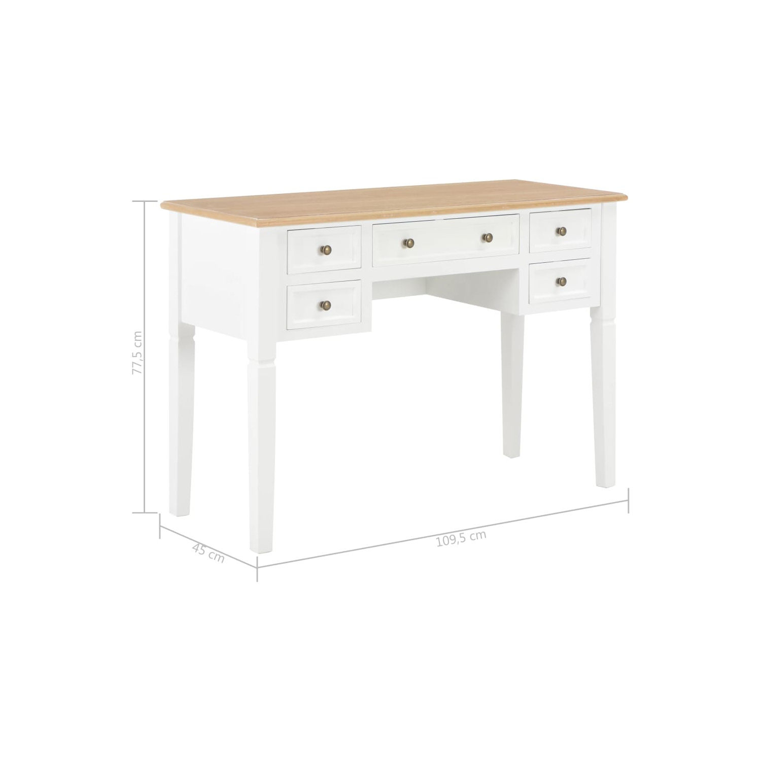 vidaXL Writing Desk White 43.1"x17.7"x30.5" Wood