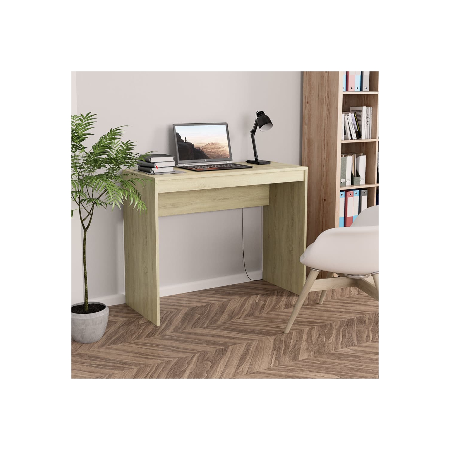 vidaXL Desk Sonoma Oak 35.4"x15.7"x28.3" Chipboard
