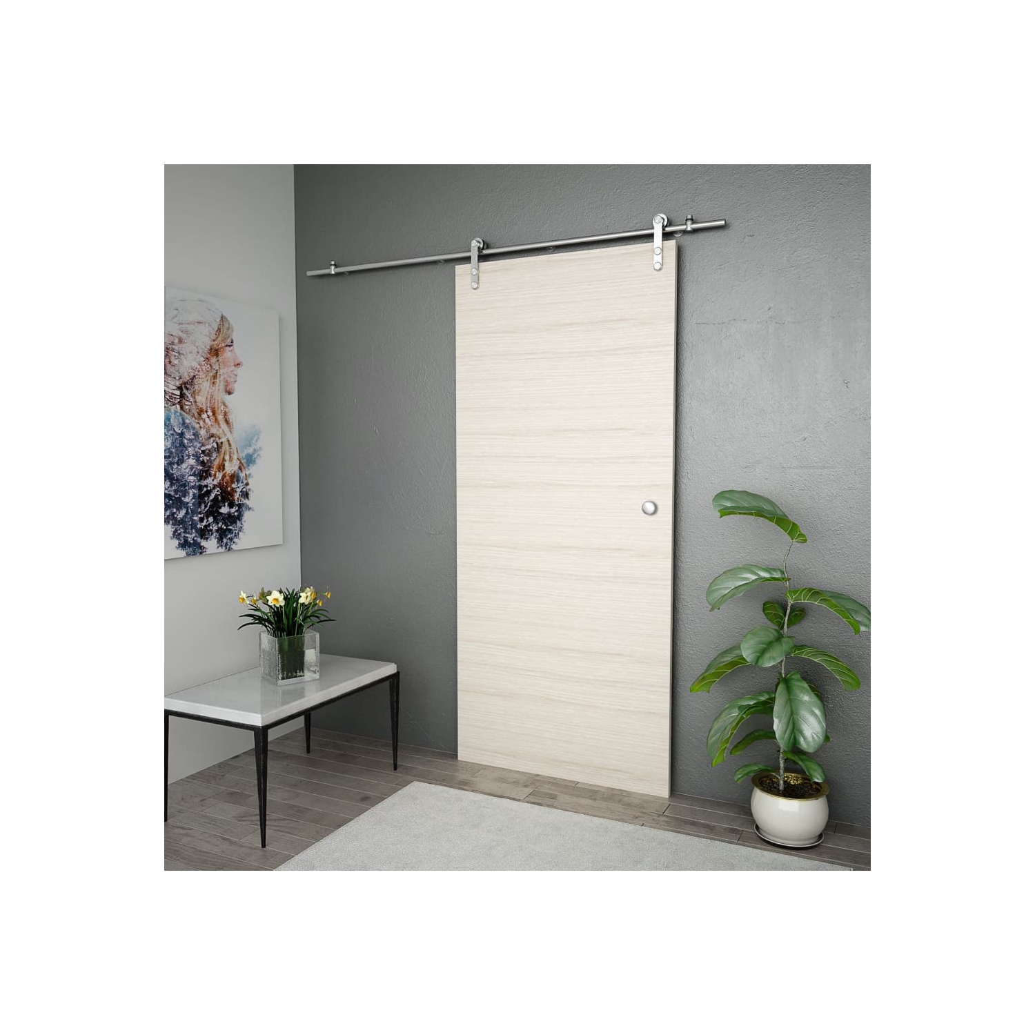 Ensemble de pièces de porte coulissante de 72 po en acier inoxydable argenté de VividaXL