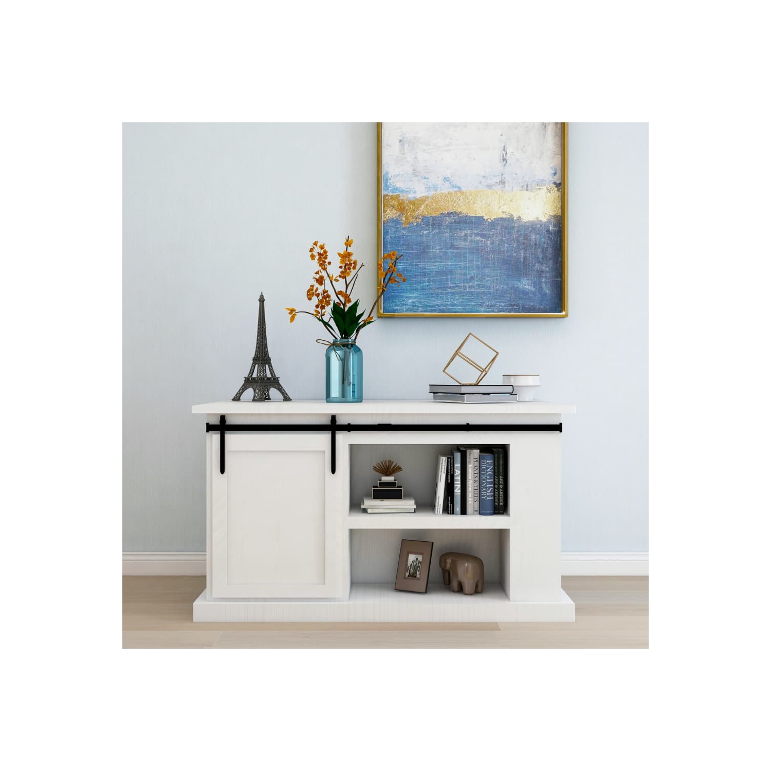 vidaXL Mini Sliding Barn Door Kit Carbon Steel 48"