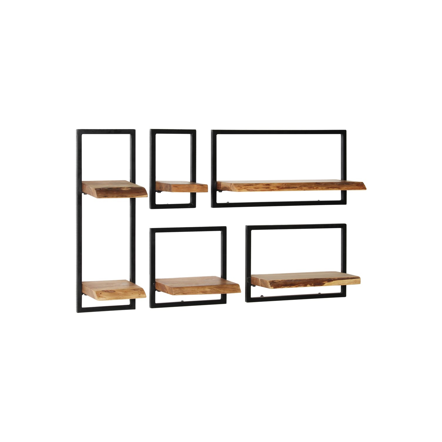 vidaXL Wall Shelf Set 5 Pieces Solid Acacia Wood and Steel