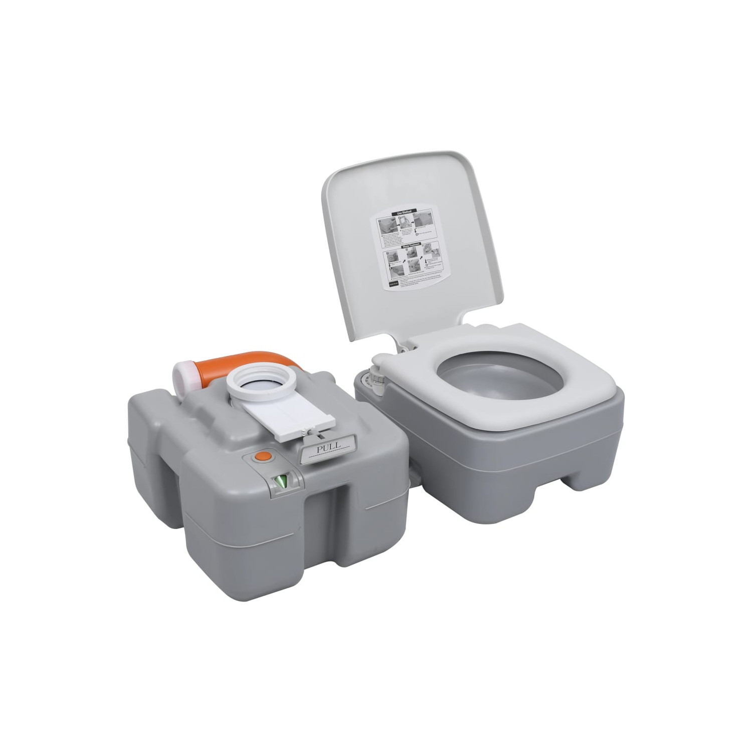 vidaXL Portable Camping Toilet Gray 5.3+2.6 gal