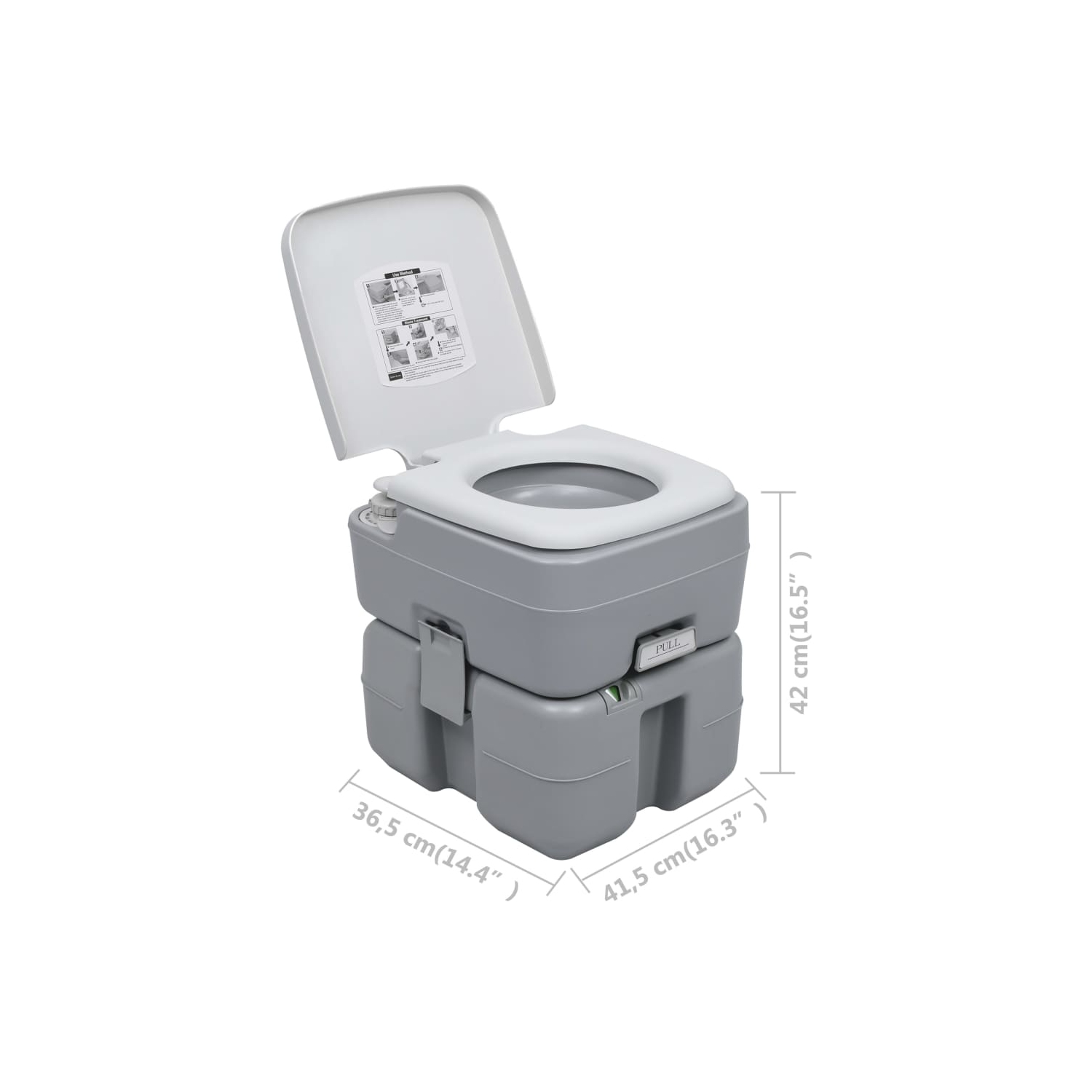 vidaXL Portable Camping Toilet Gray 5.3+2.6 gal