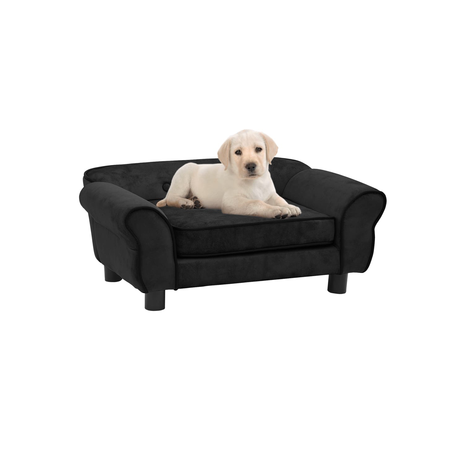 vidaXL Dog Sofa Black 28.3"x17.7"x11.8" Plush