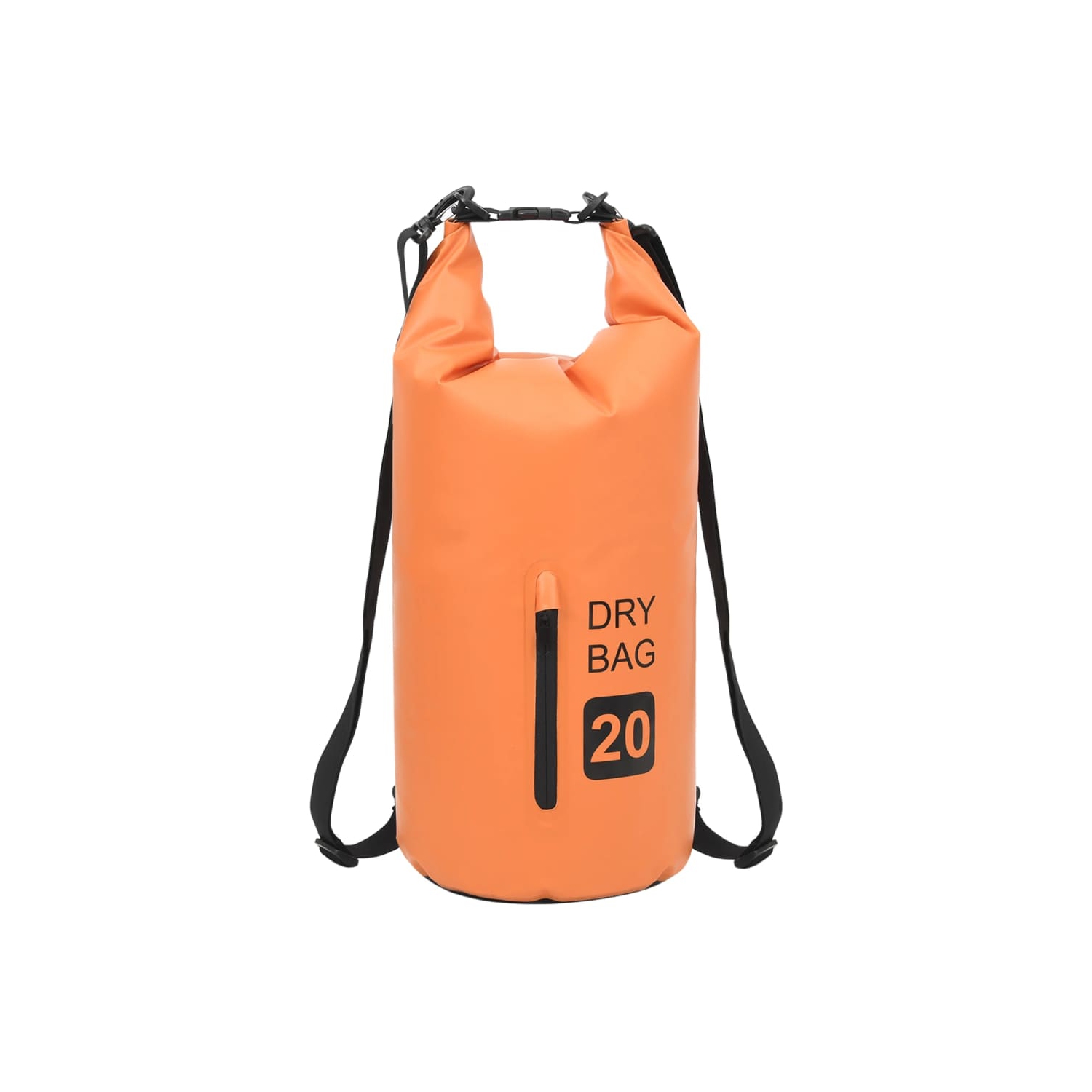 Sac étanche VidaXL avec fermeture à glissière, orange, 5.3 gal, PVC