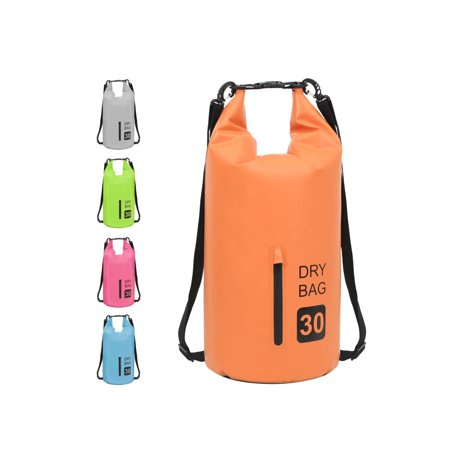 Sac étanche VidaXL avec fermeture à glissière, orange, 7.9 gal, PVC