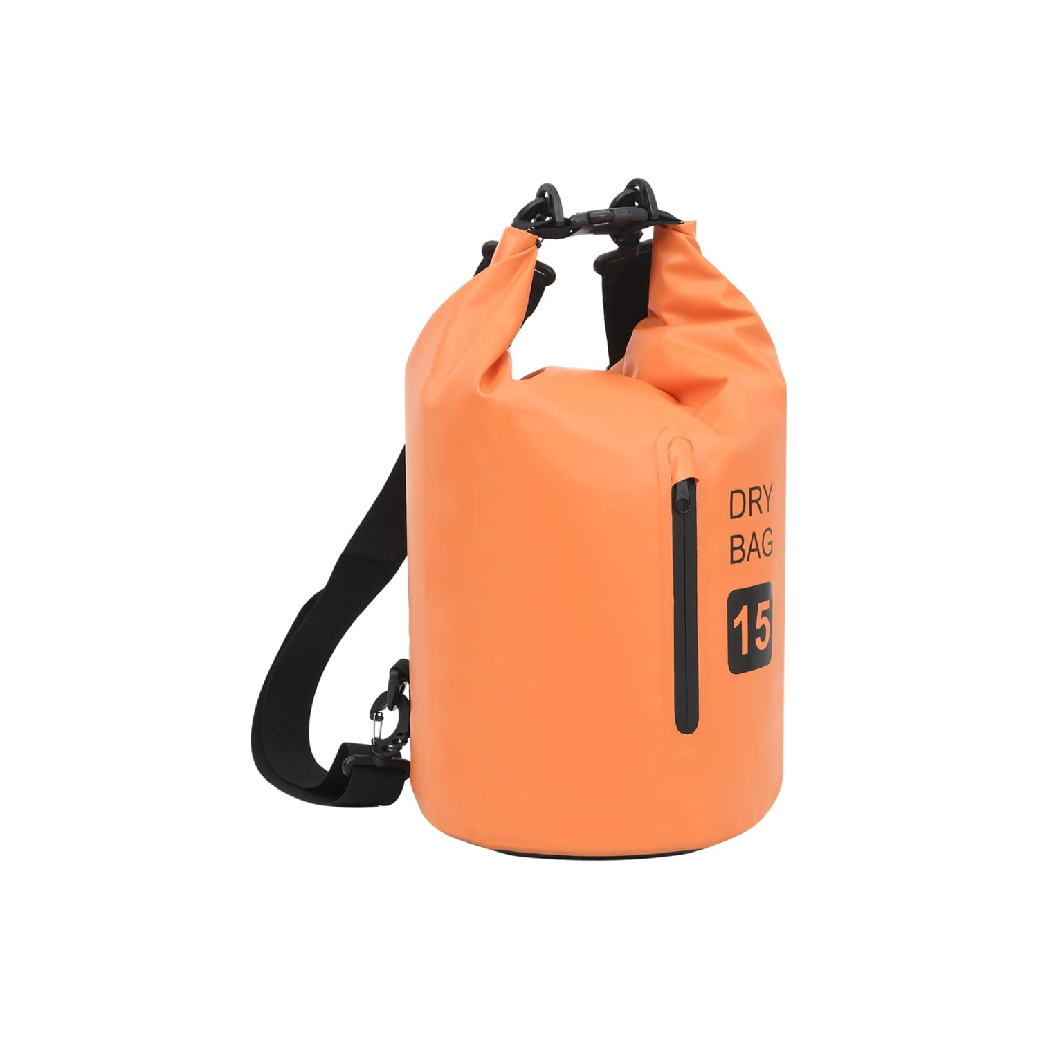 Sac étanche VidaXL avec fermeture à glissière, orange, 4 gal, PVC