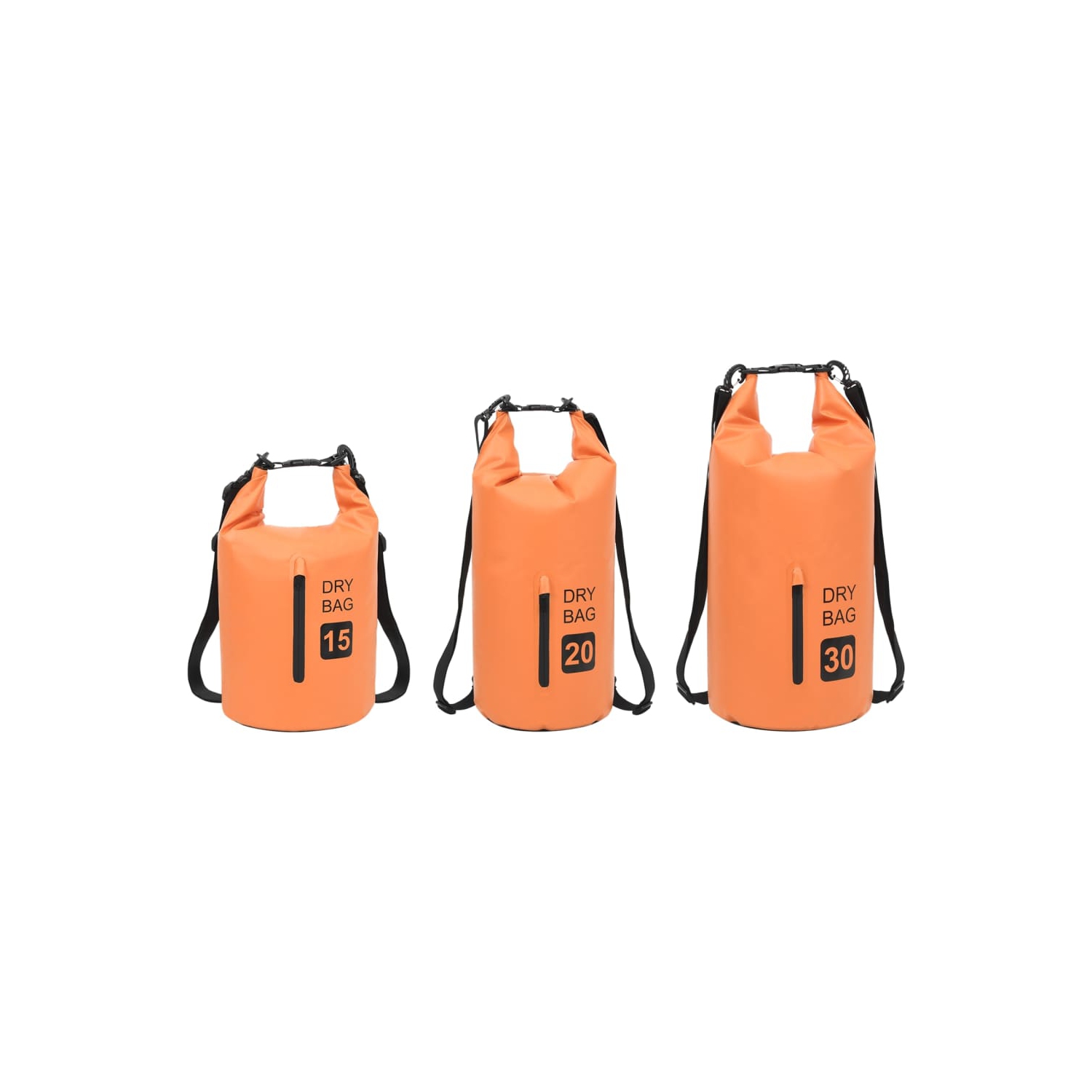 Sac étanche VidaXL avec fermeture à glissière, orange, 4 gal, PVC