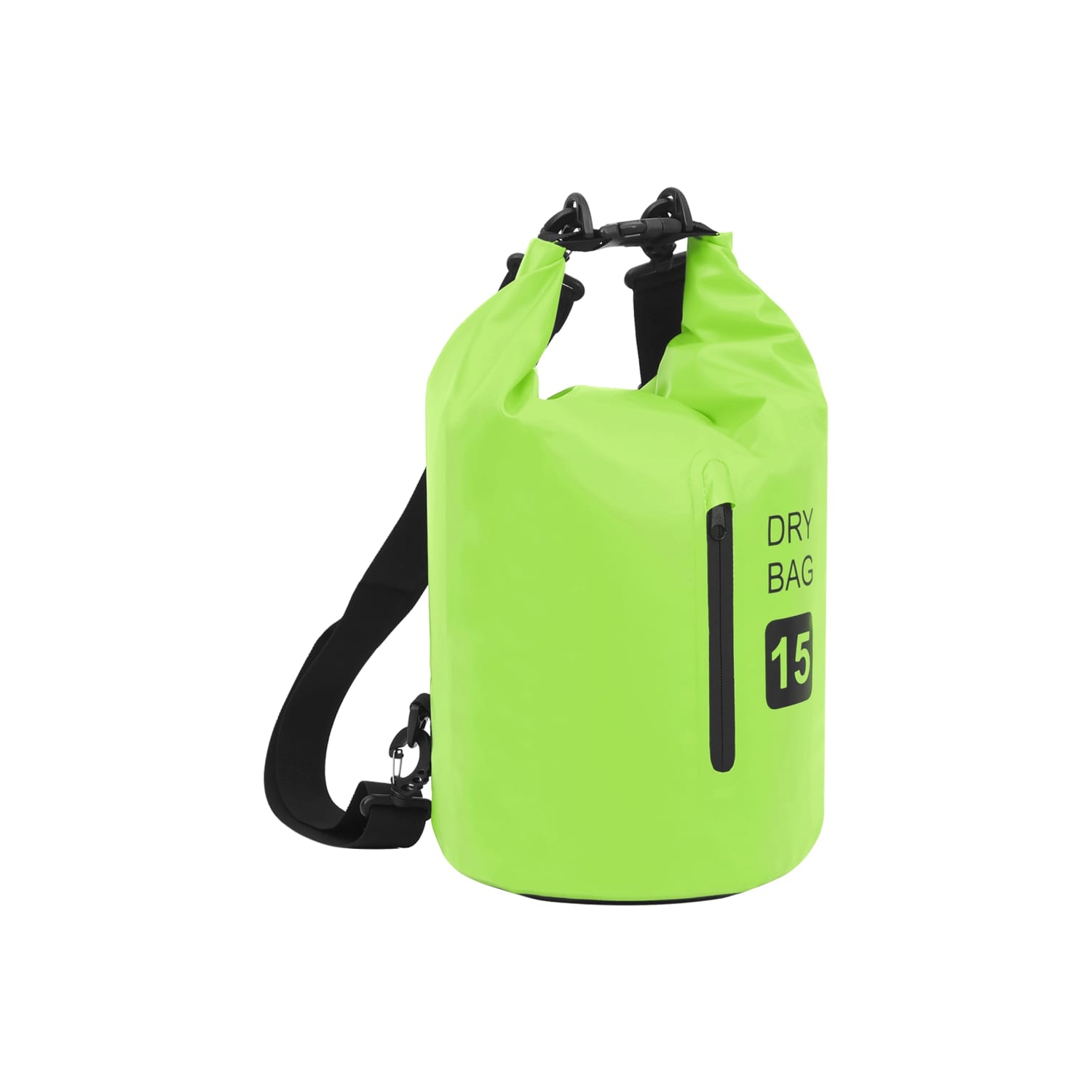 Sac étanche VidaXL avec fermeture à glissière, vert, 4 gal, PVC