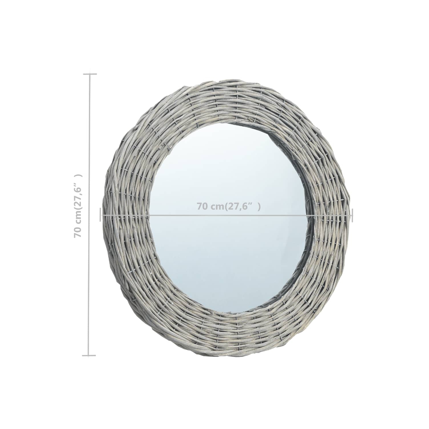 vidaXL Mirror 27.6" Wicker