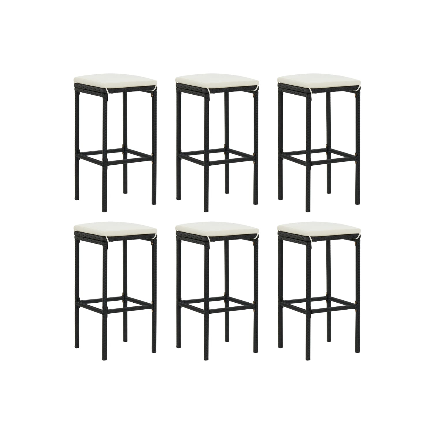 vidaXL 7 Piece Patio Bar Set with Cushions Black