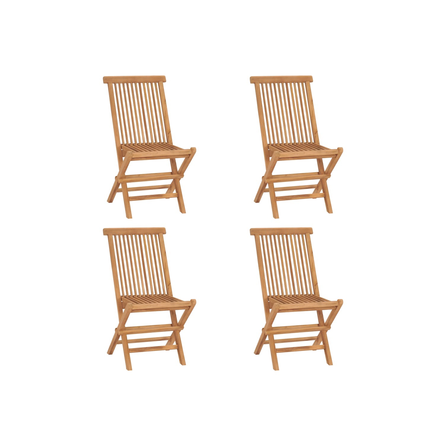 vidaXL Folding Patio Chairs 4 pcs Solid Teak Wood