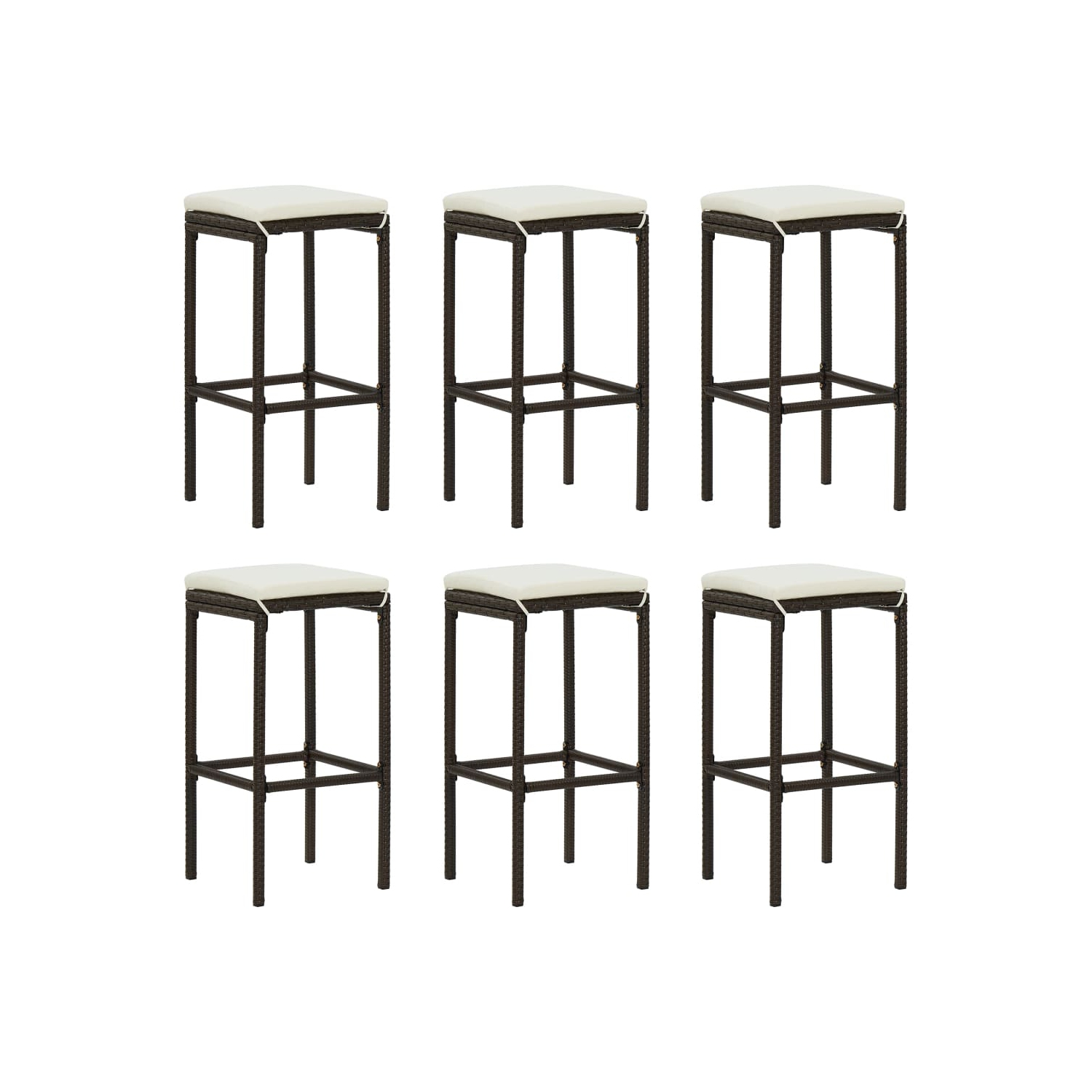 vidaXL 7 Piece Patio Bar Set with Cushions Brown