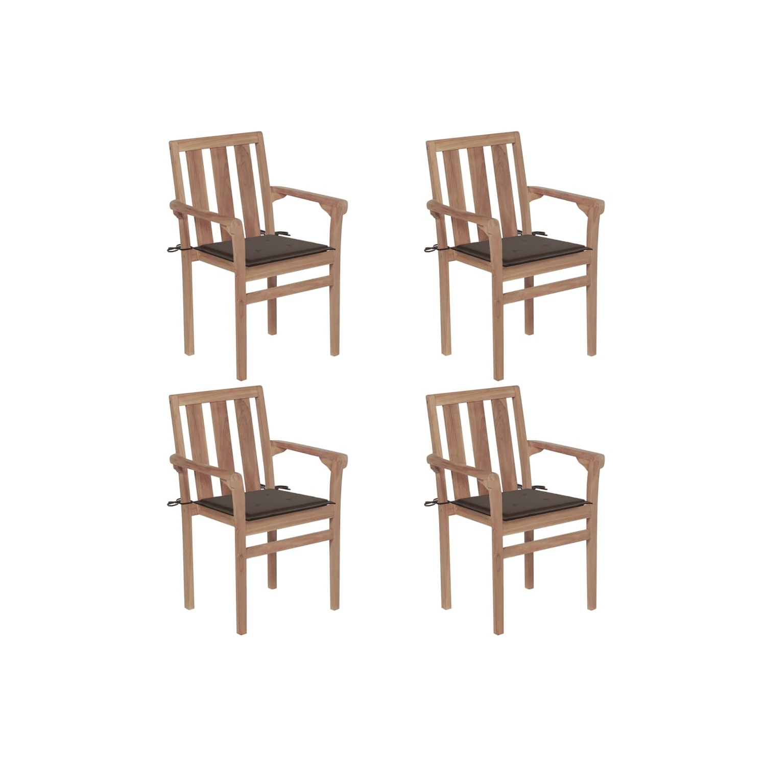 vidaXL Stackable Patio Chairs with Cushions 4 pcs Solid Teak Wood
