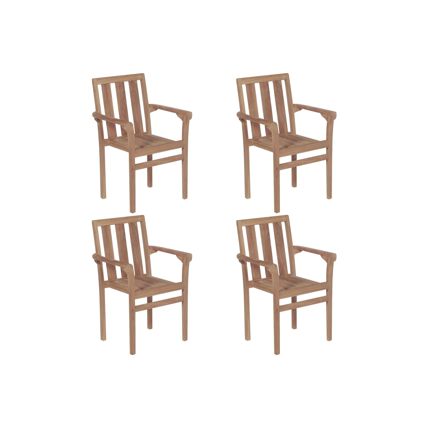 vidaXL Stackable Patio Chairs with Cushions 4 pcs Solid Teak Wood