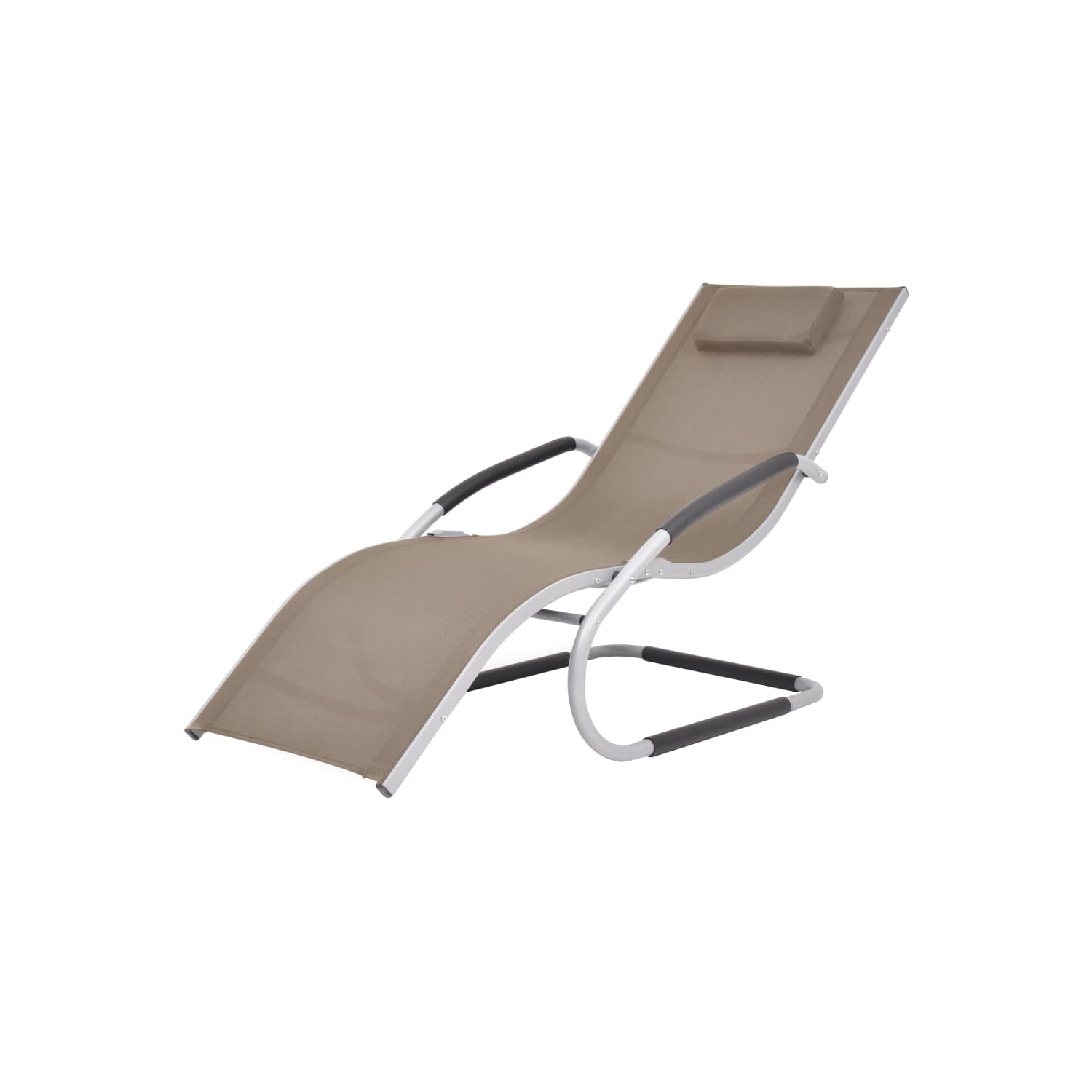 vidaXL Sun Lounger with Pillow Aluminum and Textilene Taupe