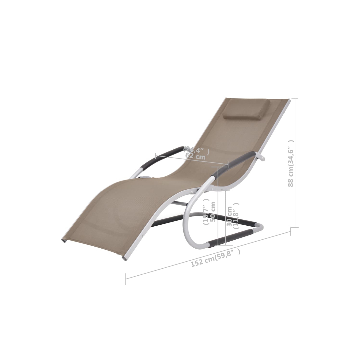 vidaXL Sun Lounger with Pillow Aluminum and Textilene Taupe