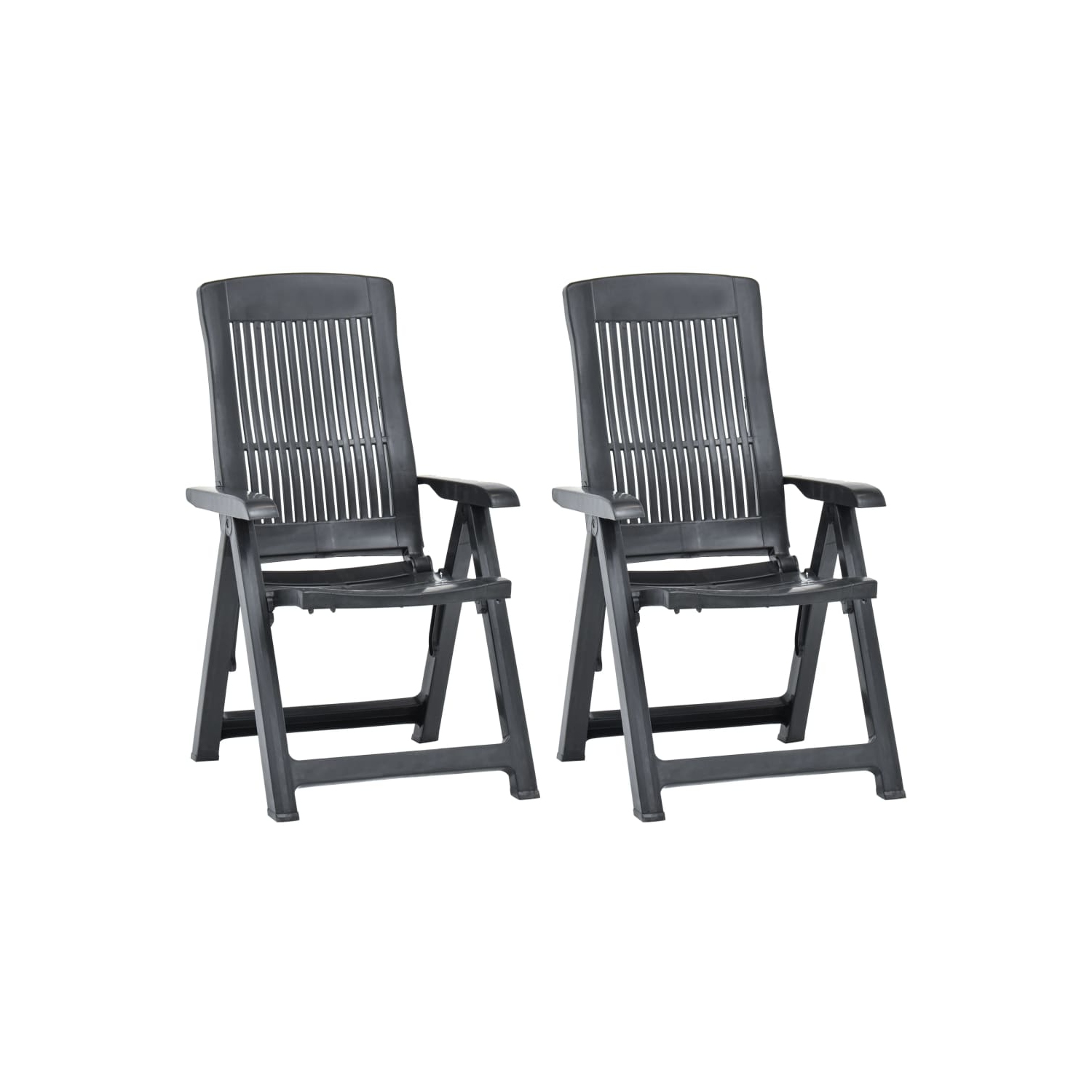 vidaXL Patio Reclining Chairs 2 pcs Plastic Anthracite