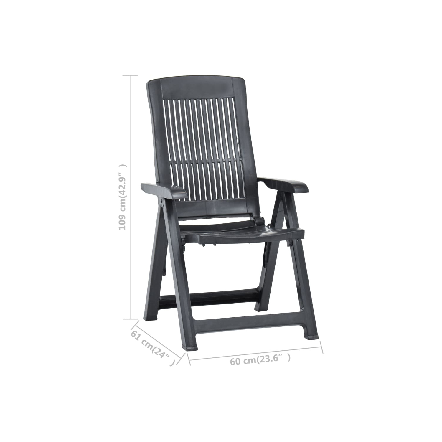 vidaXL Patio Reclining Chairs 2 pcs Plastic Anthracite