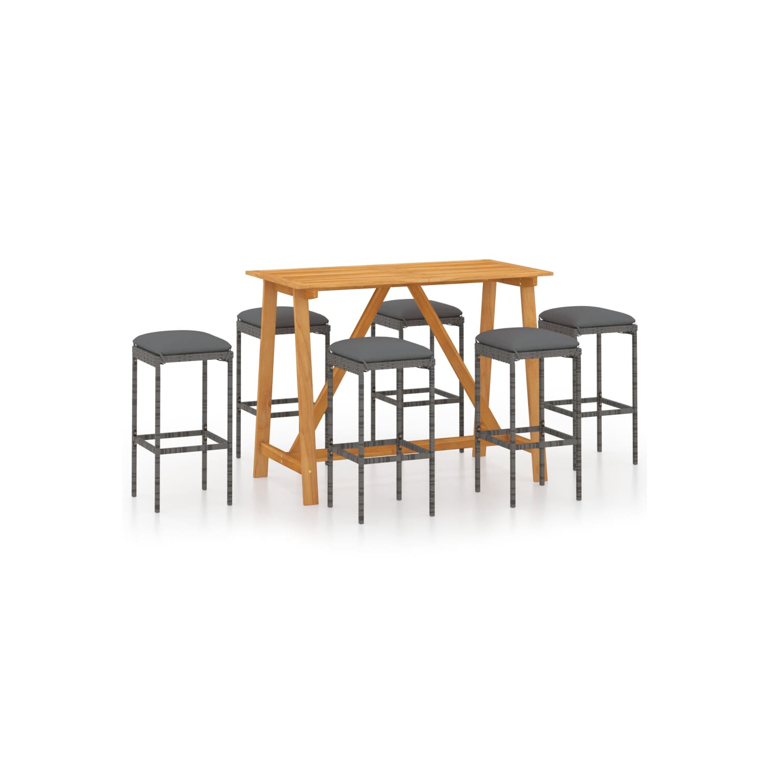 vidaXL 7 Piece Patio Bar Set with Cushions Gray