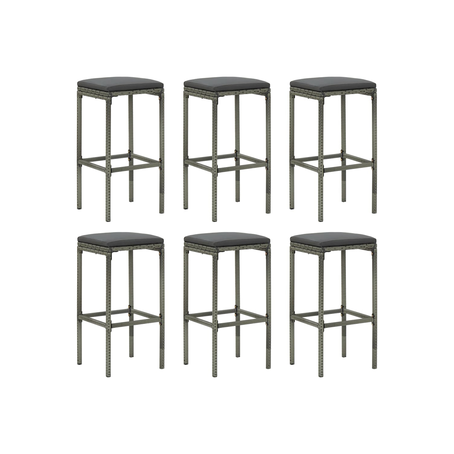 vidaXL 7 Piece Patio Bar Set with Cushions Gray