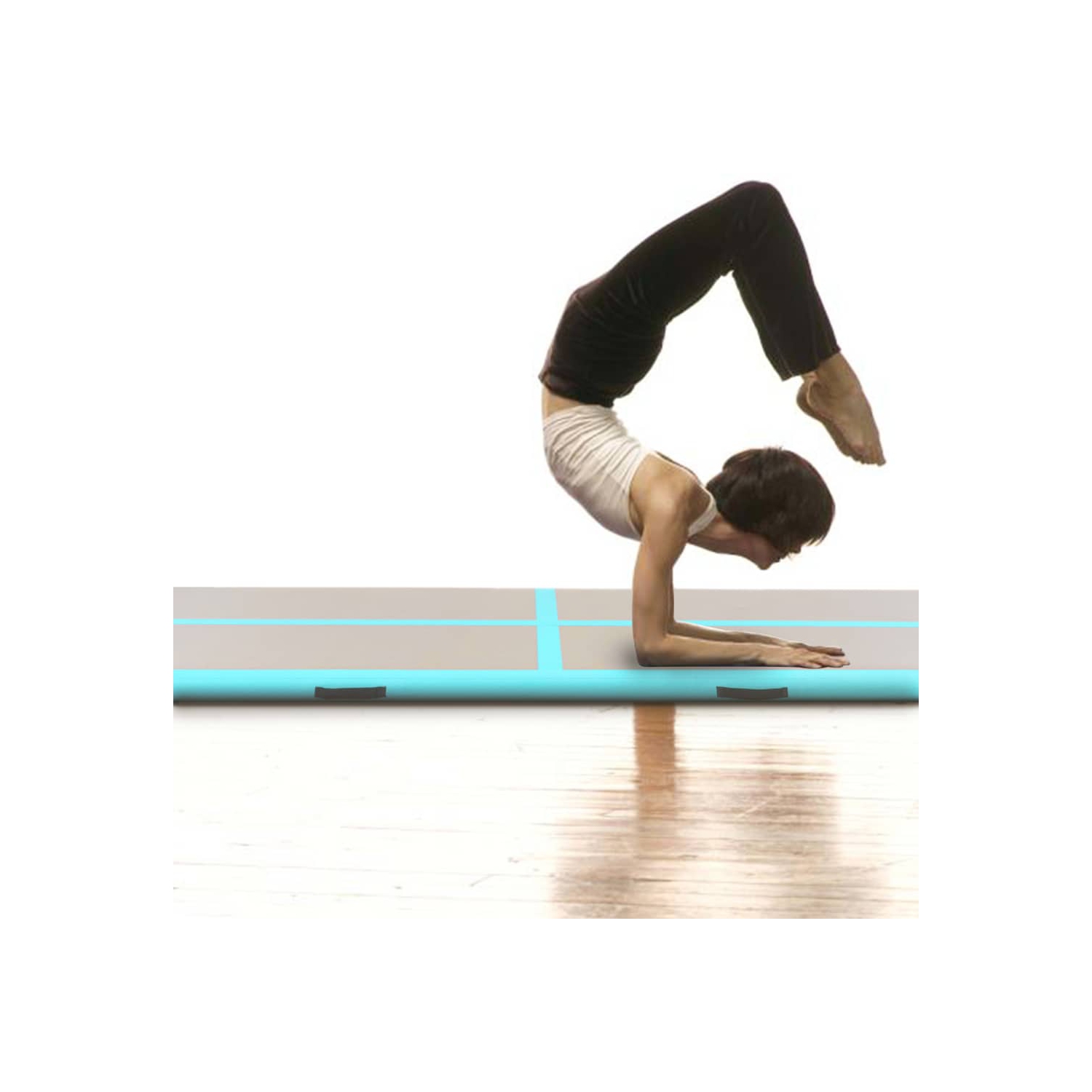 Tapis de gymnastique gonflable avec pompe de 275.6 x 39,4 x 3,9 po vert PVC de VIDTG