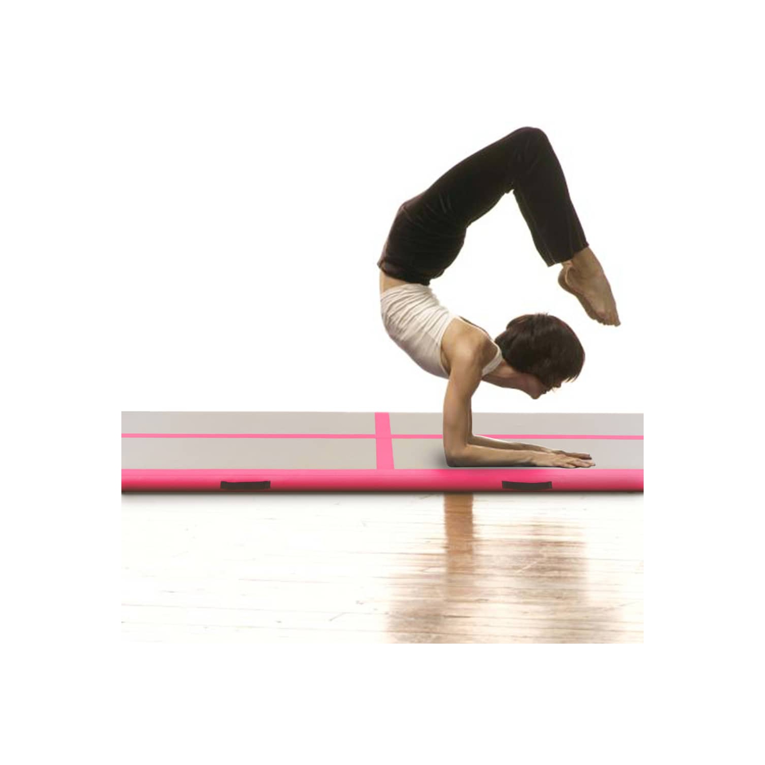 vidaXL Inflatable Gymnastics Mat with Pump 157.4"x39.3"x3.9" PVC Pink