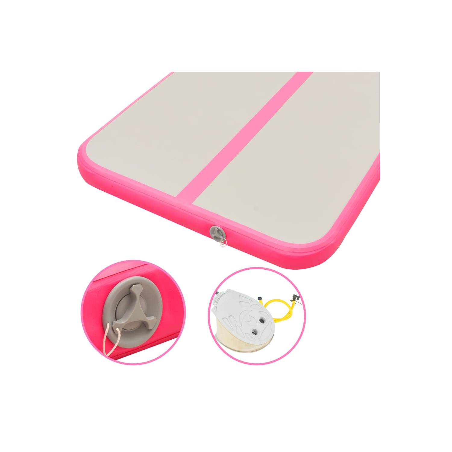 vidaXL Inflatable Gymnastics Mat with Pump 157.4"x39.3"x3.9" PVC Pink