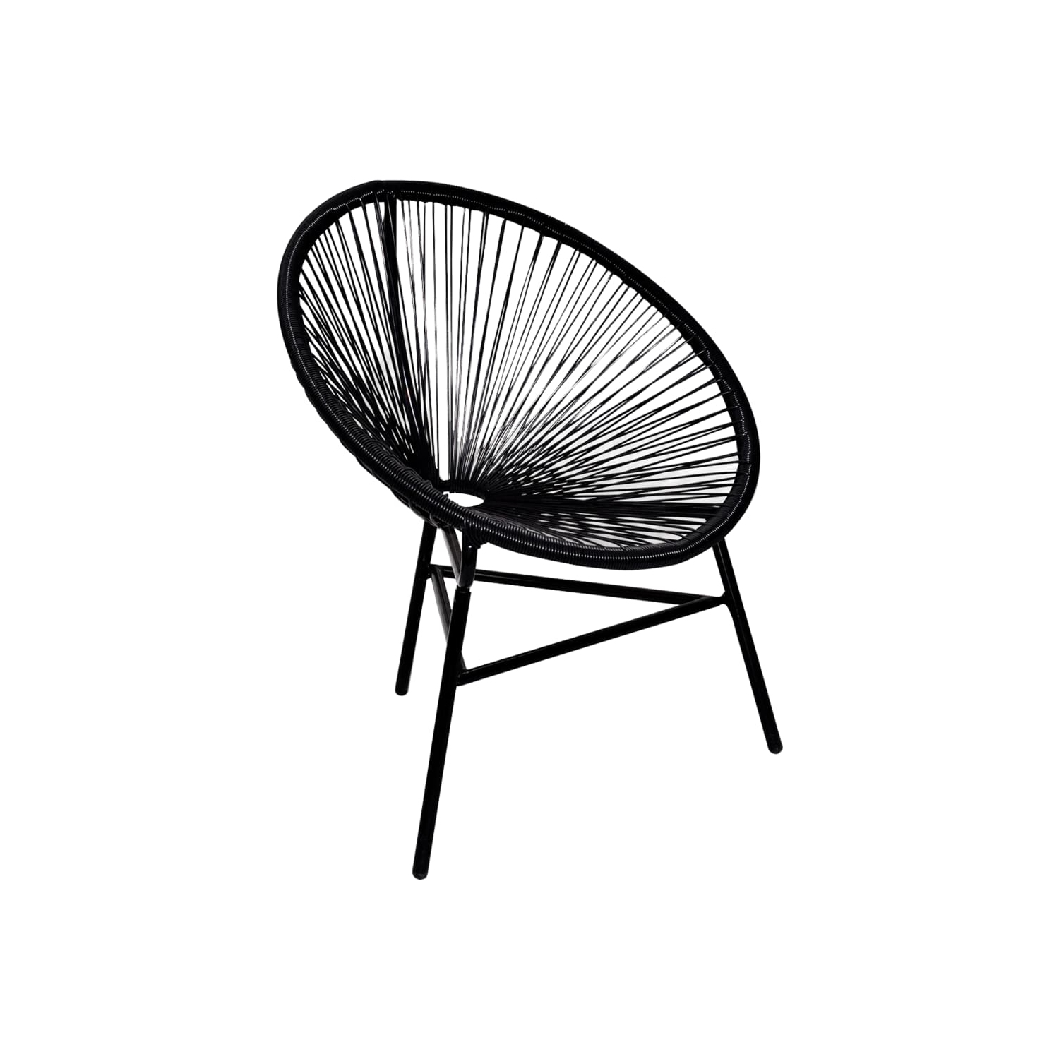 vidaXL Patio Moon Chair Poly Rattan Black