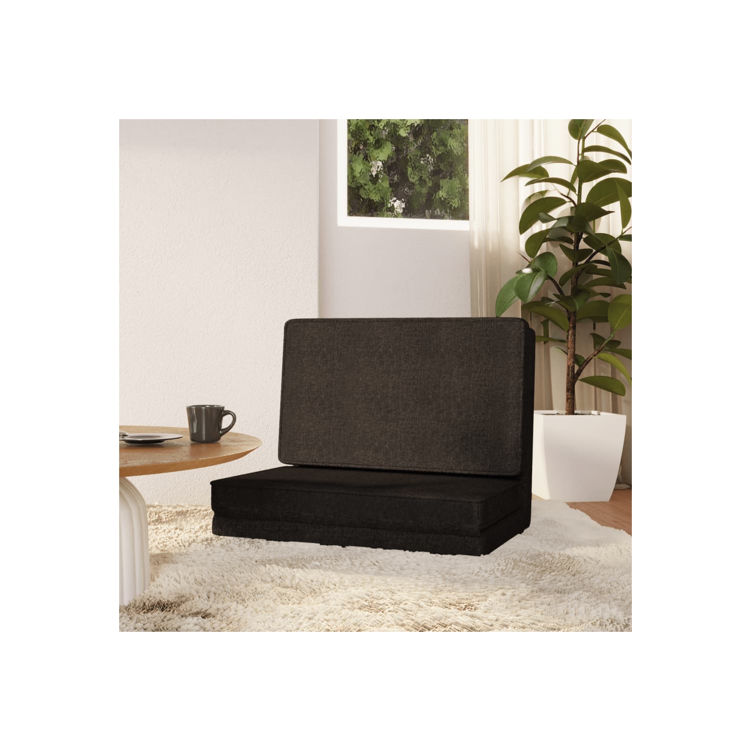 vidaXL Folding Floor Chair Black Fabric