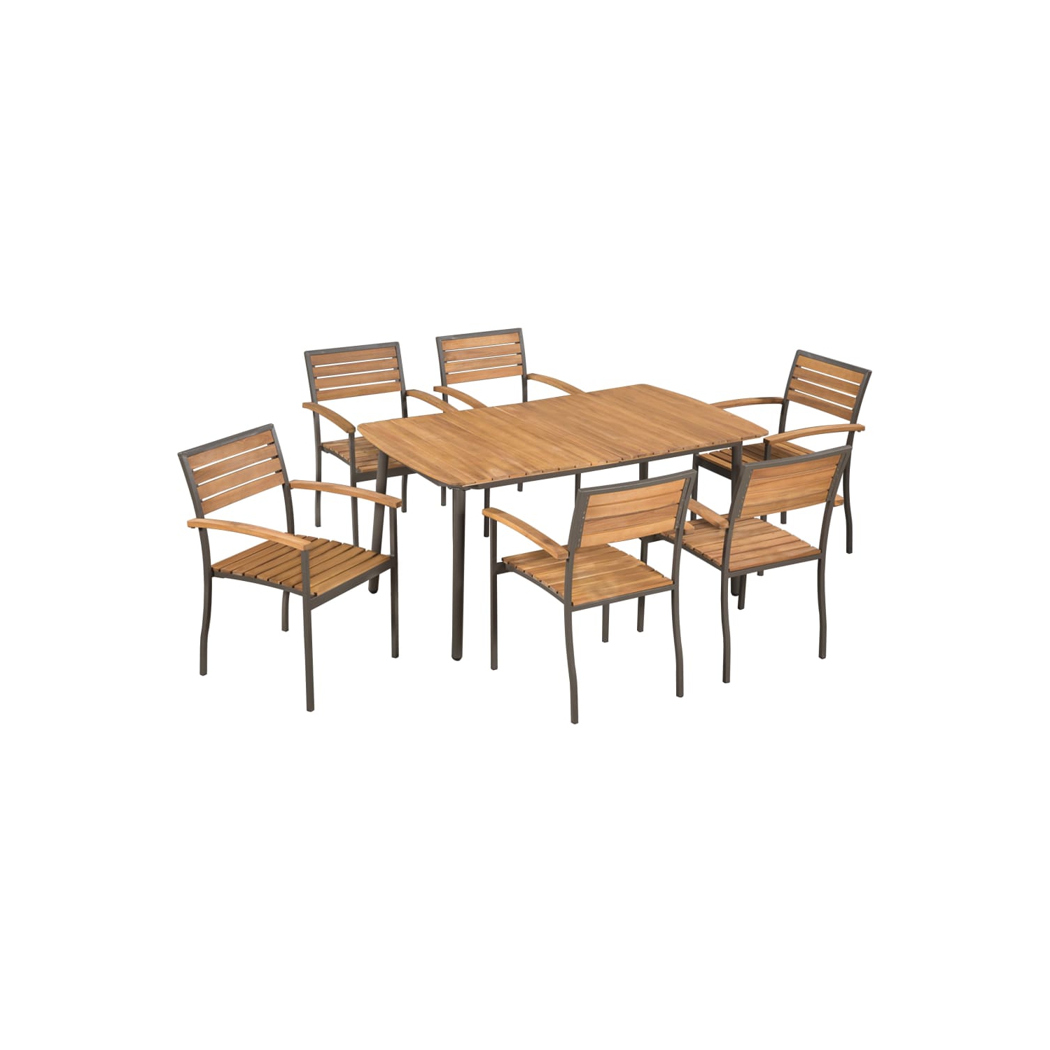 vidaXL 7 Piece Patio Dining Set Solid Acacia Wood and Steel
