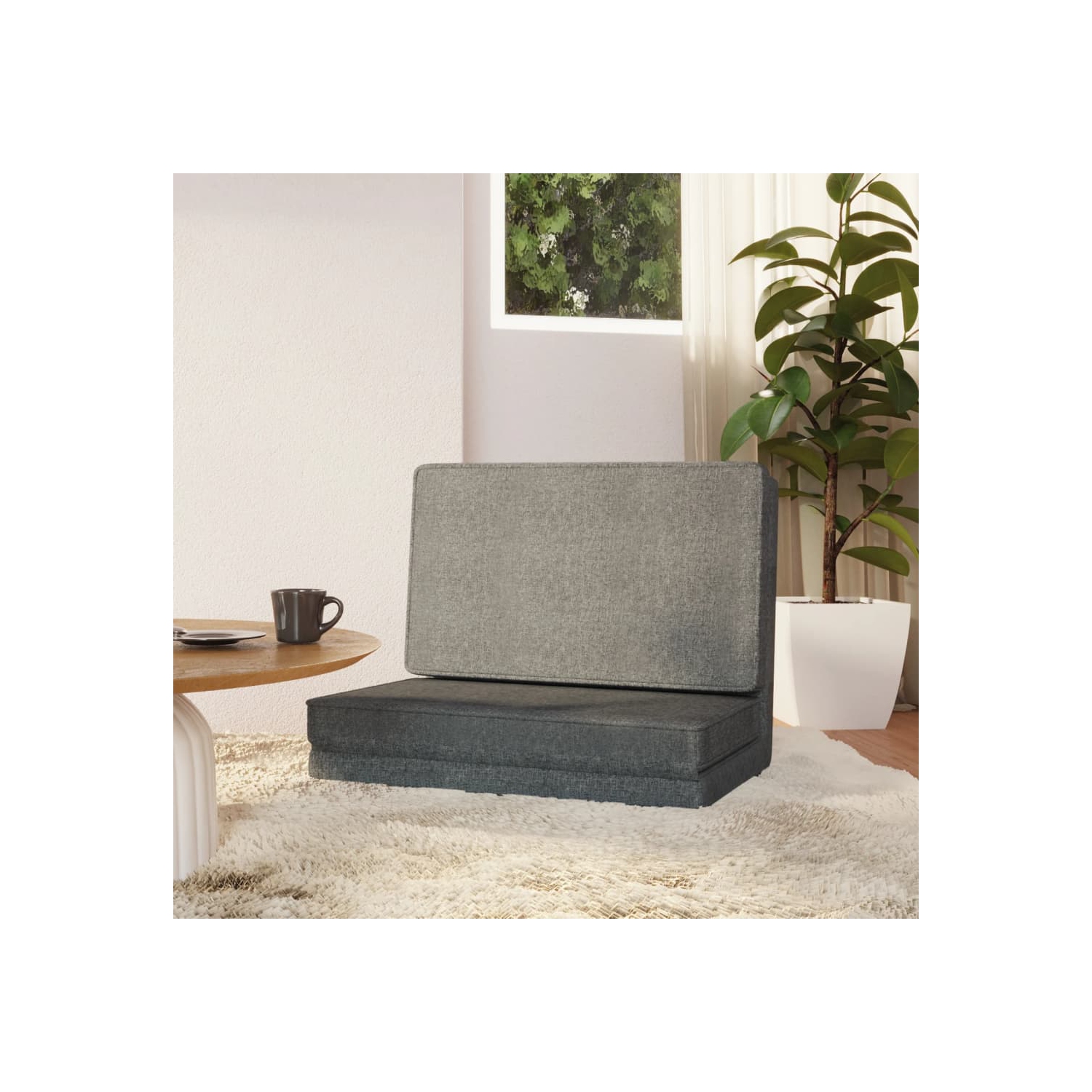 vidaXL Folding Floor Chair Light Gray Fabric