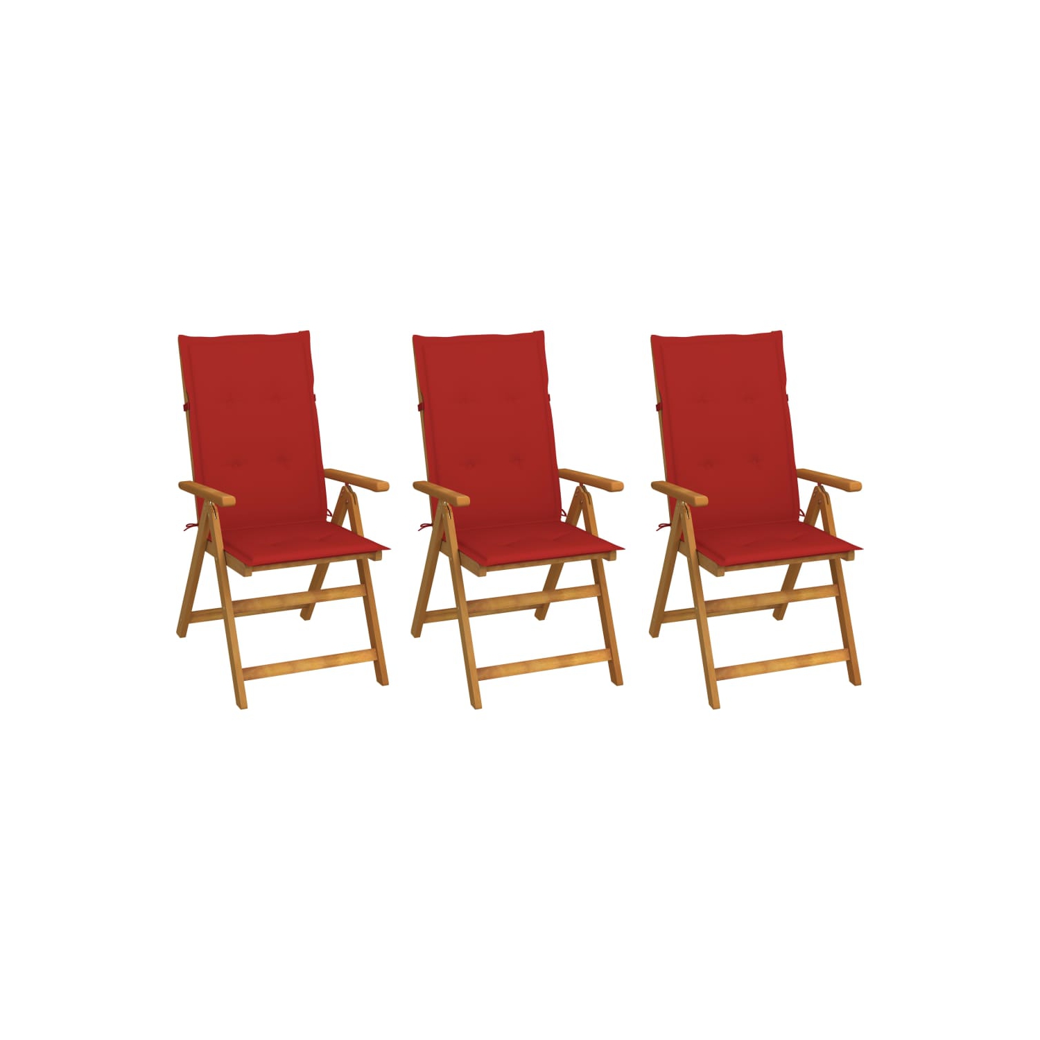 vidaXL Folding Patio Chairs 3 pcs with Cushions Solid Acacia Wood