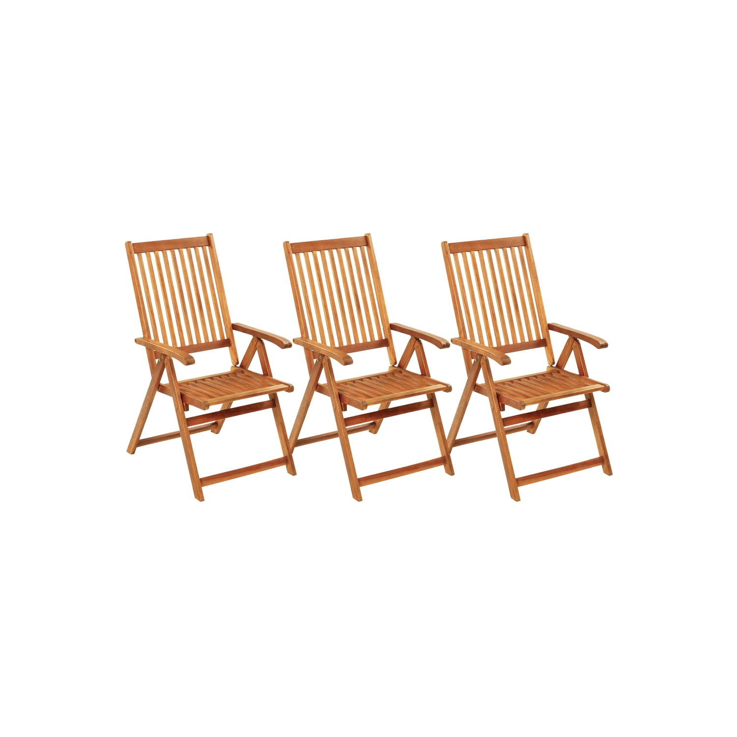 vidaXL Folding Patio Chairs 3 pcs with Cushions Solid Acacia Wood