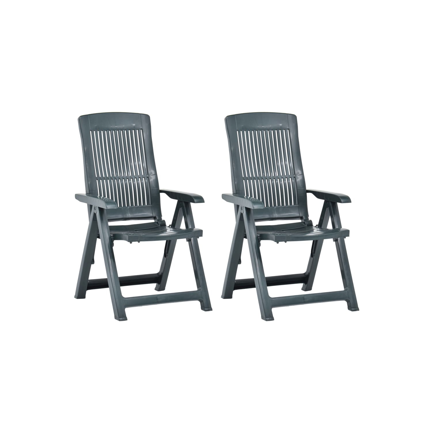 vidaXL Patio Reclining Chairs 2 pcs Plastic Green