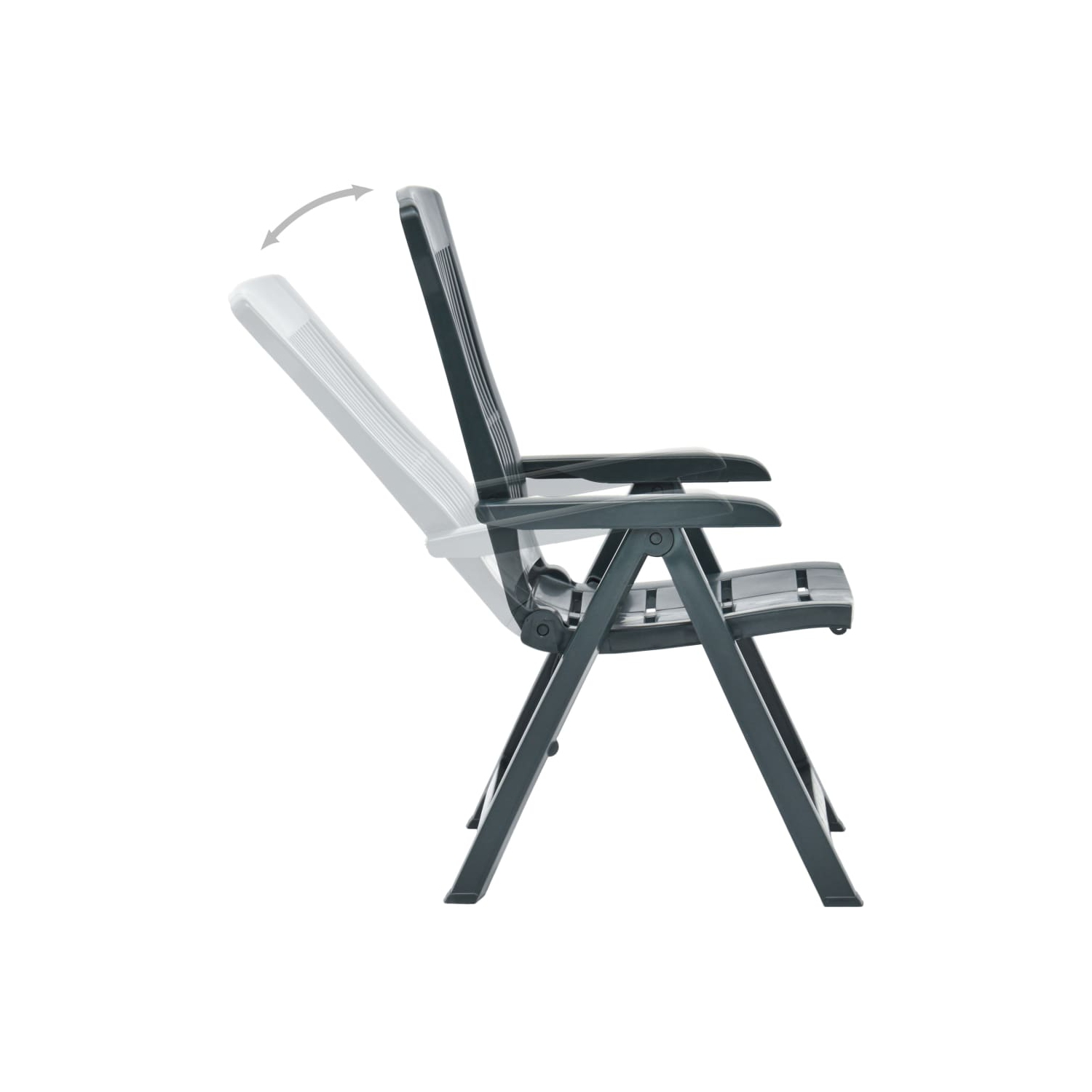 vidaXL Patio Reclining Chairs 2 pcs Plastic Green