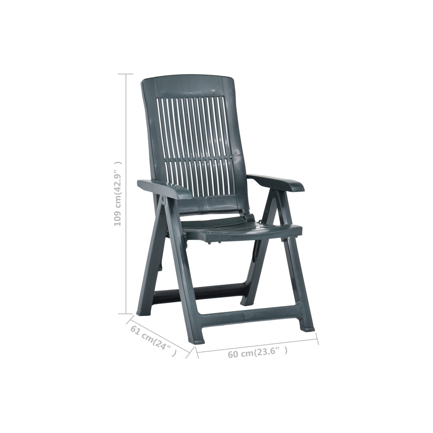 vidaXL Patio Reclining Chairs 2 pcs Plastic Green