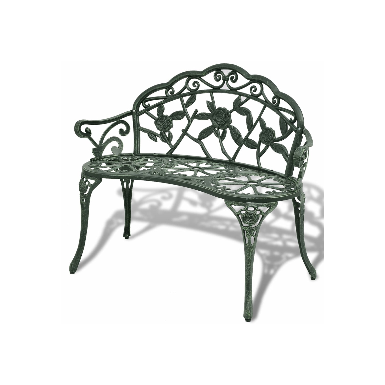 vidaXL Patio Bench 39.4” Cast Aluminium Green