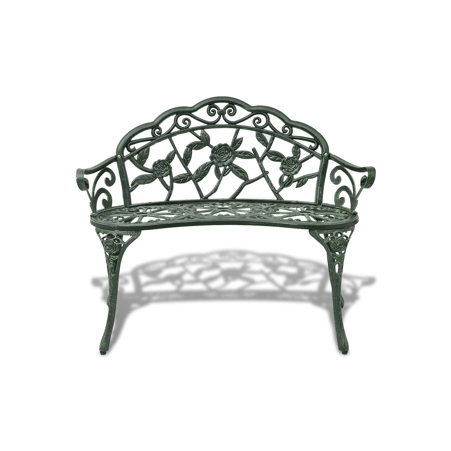 vidaXL Patio Bench 39.4” Cast Aluminium Green