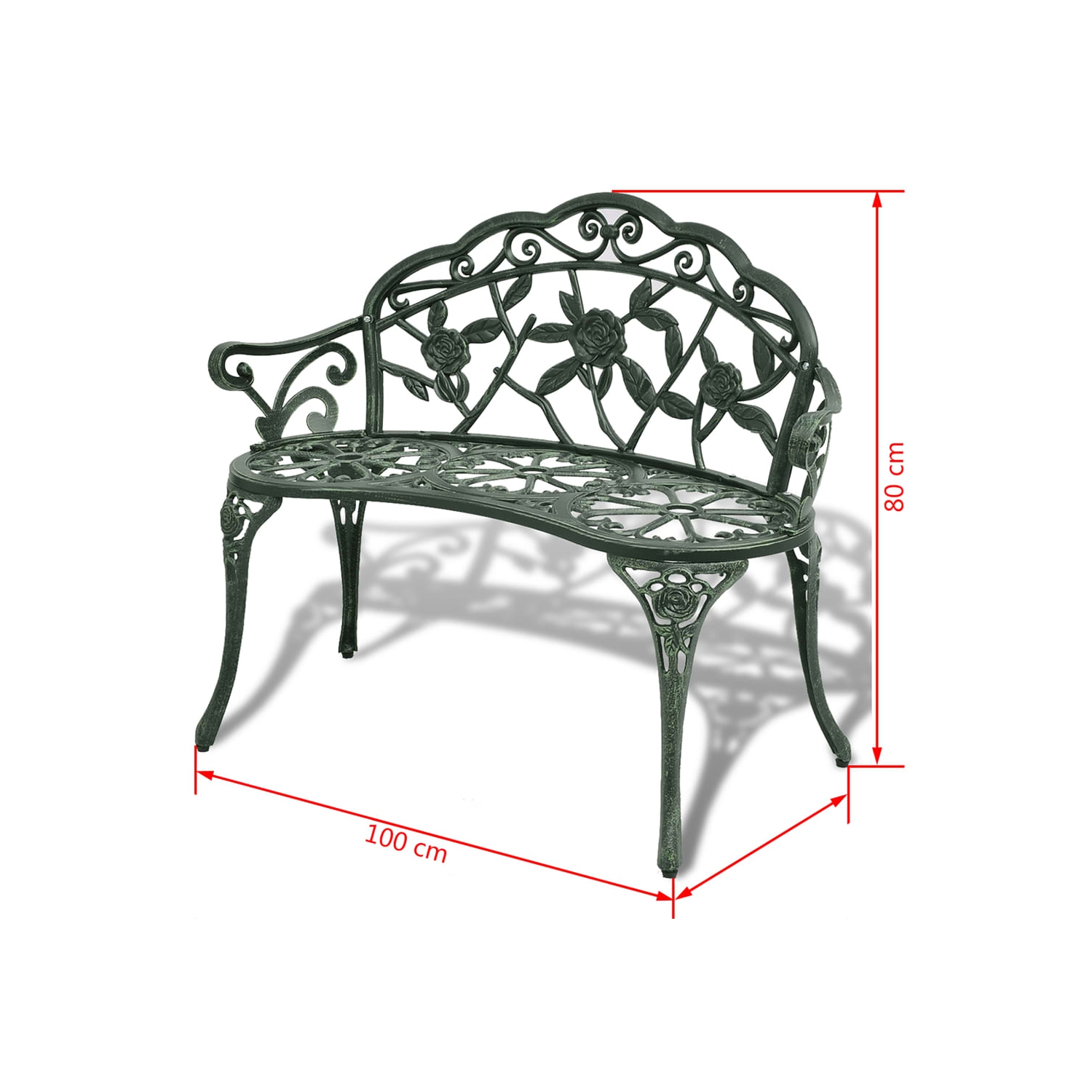 vidaXL Patio Bench 39.4” Cast Aluminium Green