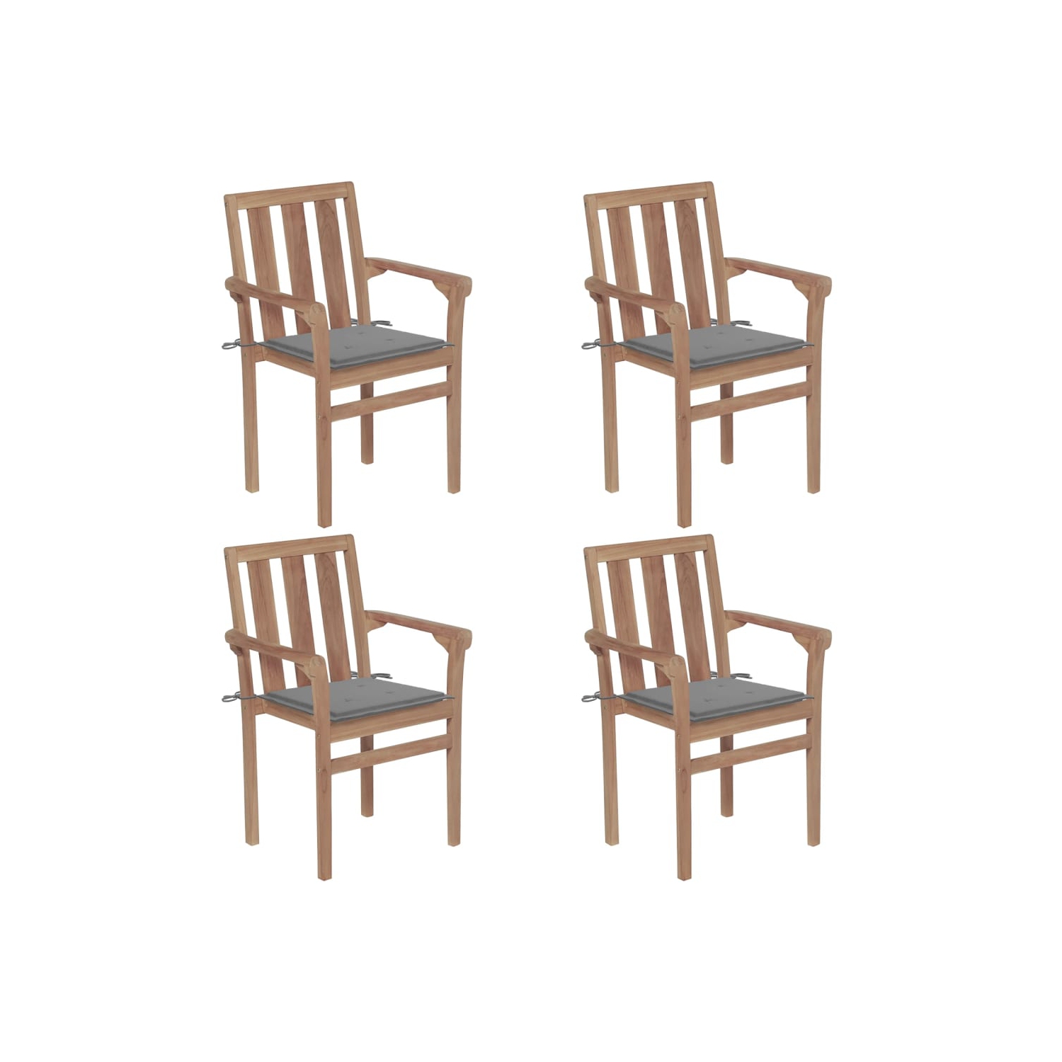 vidaXL Stackable Patio Chairs with Cushions 4 pcs Solid Teak Wood