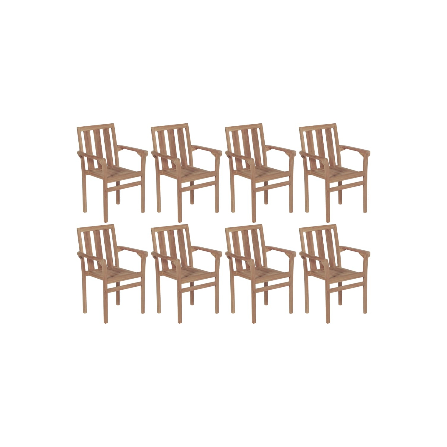 vidaXL Stackable Patio Chairs with Cushions 8 pcs Solid Teak Wood