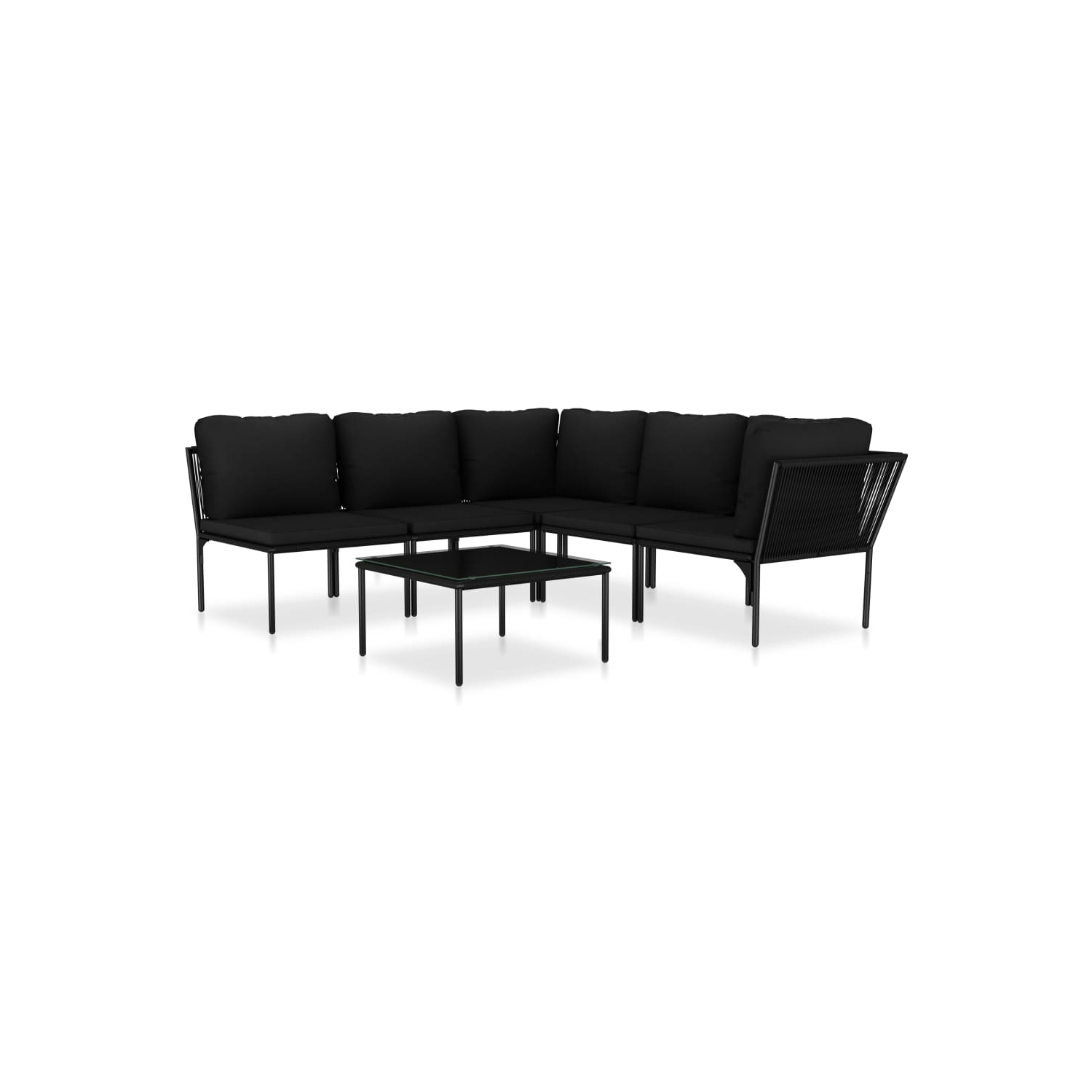 vidaXL 6 Piece Patio Lounge Set with Cushions Black PVC