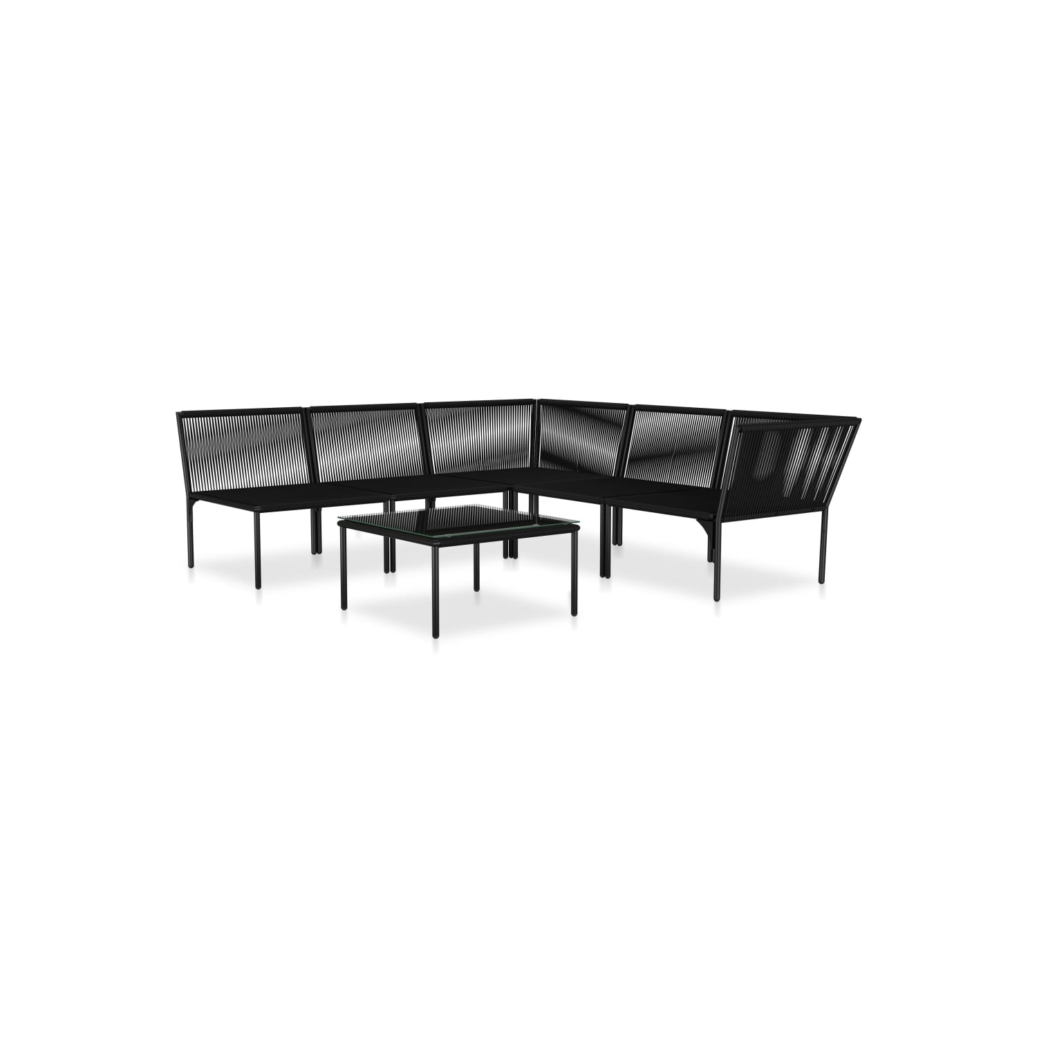 vidaXL 6 Piece Patio Lounge Set with Cushions Black PVC