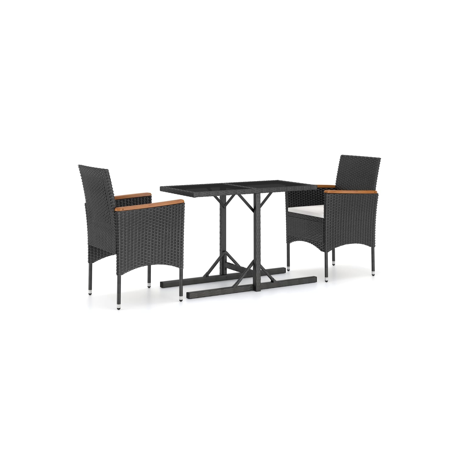 vidaXL 3 Piece Patio Dining Set Black