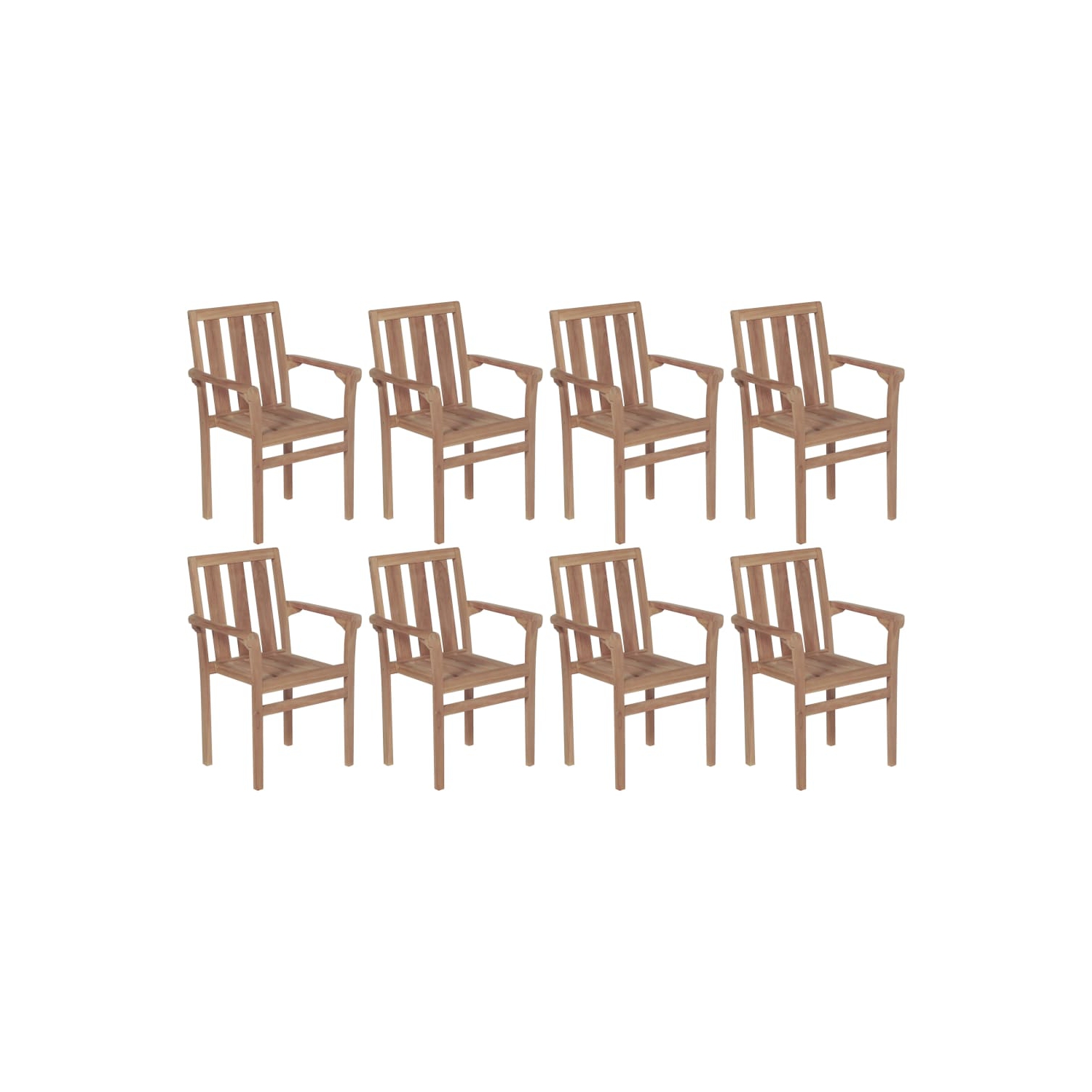 vidaXL Stackable Patio Chairs with Cushions 8 pcs Solid Teak Wood